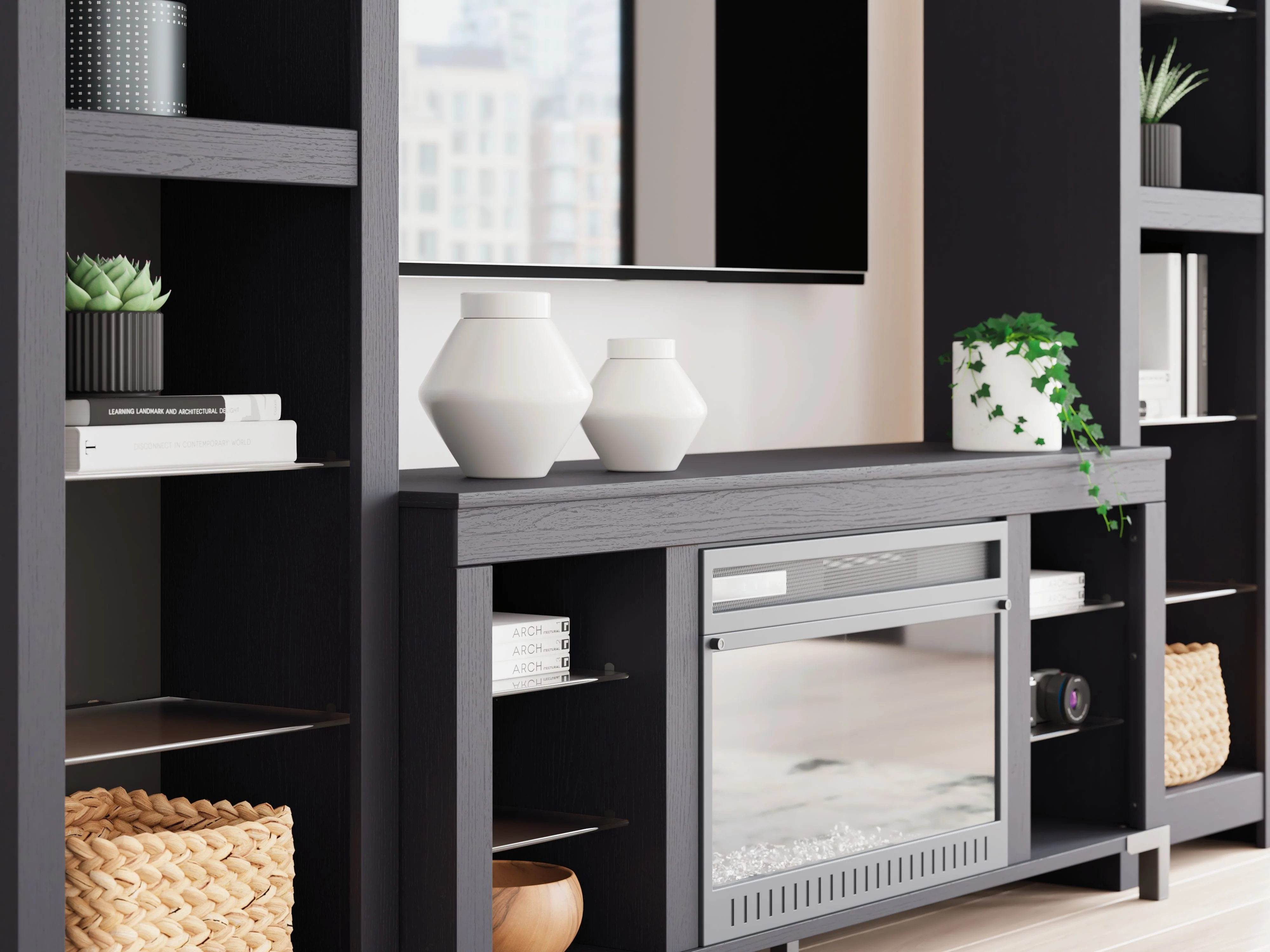5897-cayberry-3-piece-entertainment-center-with-electric-fireplace-black-6.webp Cayberry - 3-Piece Entertainment Center With Electric Fireplace - Black