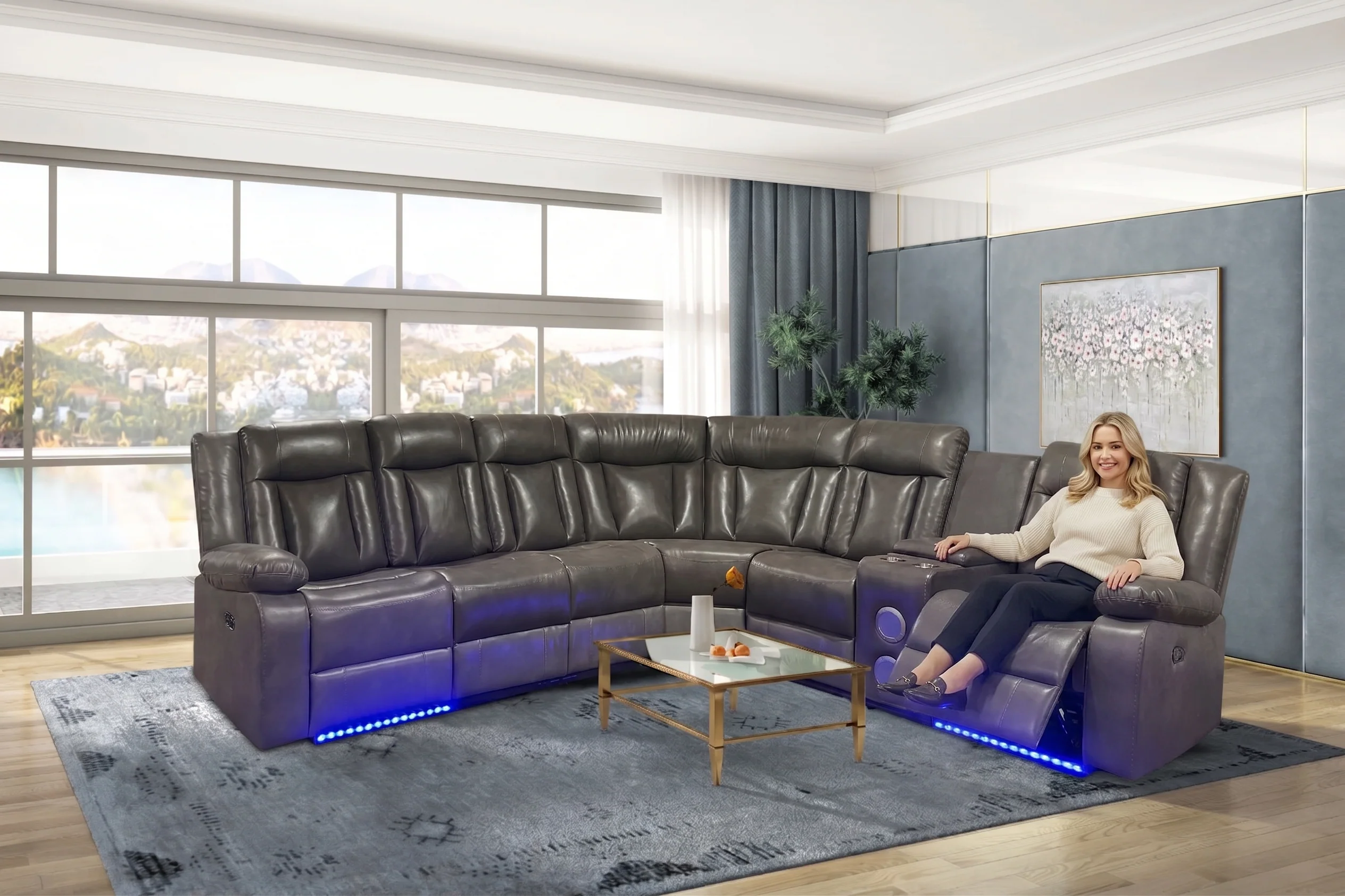 6-grey-3-piece-power-reclining-sectional-with-drop-down-table-console-speaker-2.webp Grey 3-Piece Power Reclining Sectional with Drop-Down Table, Console & Speaker