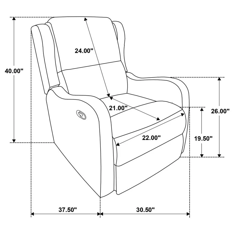 Kelsey - Upholstered English Arm Recliner Chair - Ivory