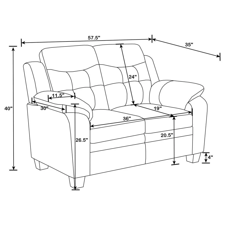 Finley - Upholstered Padded Arm Tufted Sofa Set