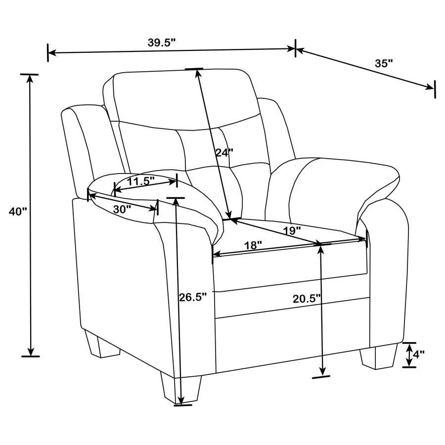 Finley - Upholstered Padded Arm Tufted Sofa Set
