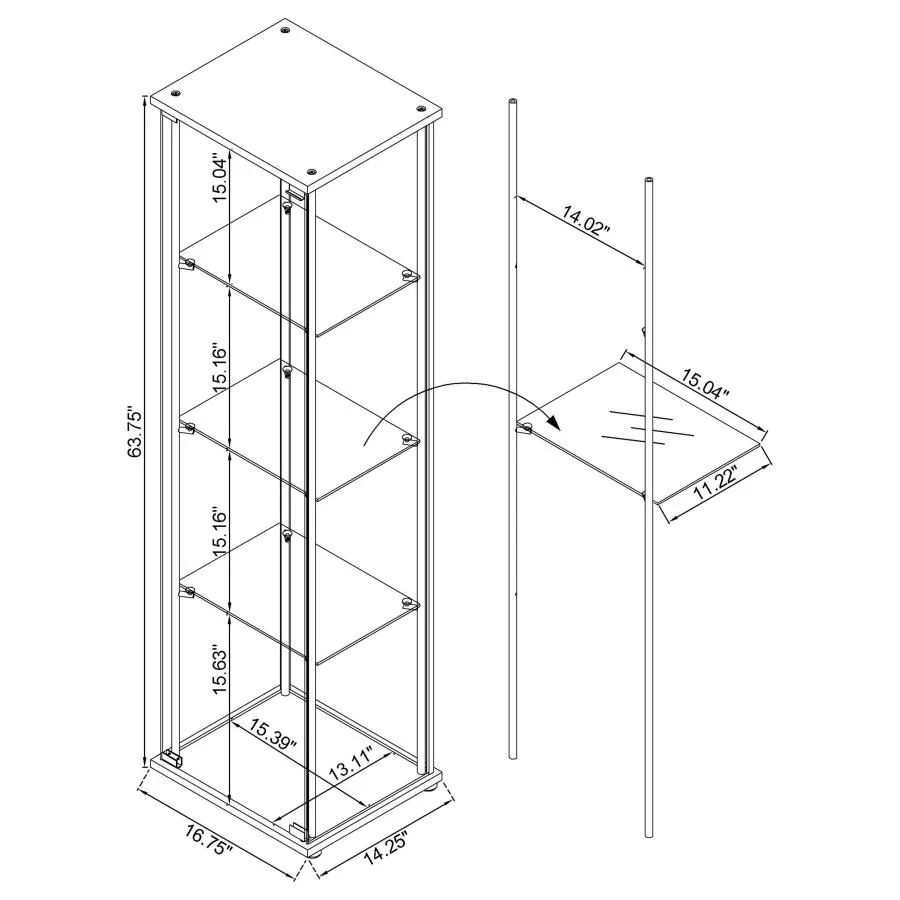 6076-bellatrix-4-shelf-clear-glass-curio-cabinet-26.webp Bellatrix - 4-Shelf Clear Glass Curio Cabinet