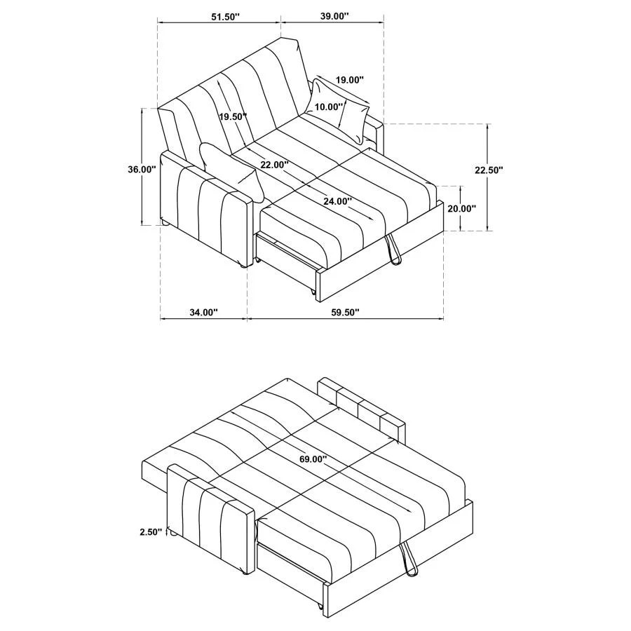 Portland - Boucle Upholstered Sleeper Sofa Bed