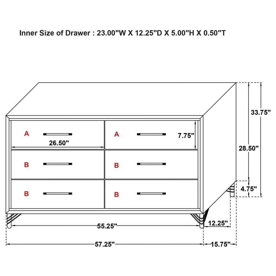 Lucia - 6-Drawer Dresser
