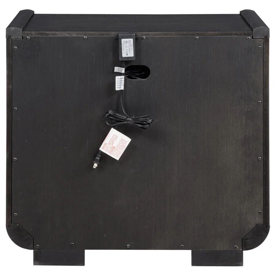 Leandro - 2-Drawer LED Nightstand With USB - Burnished Black