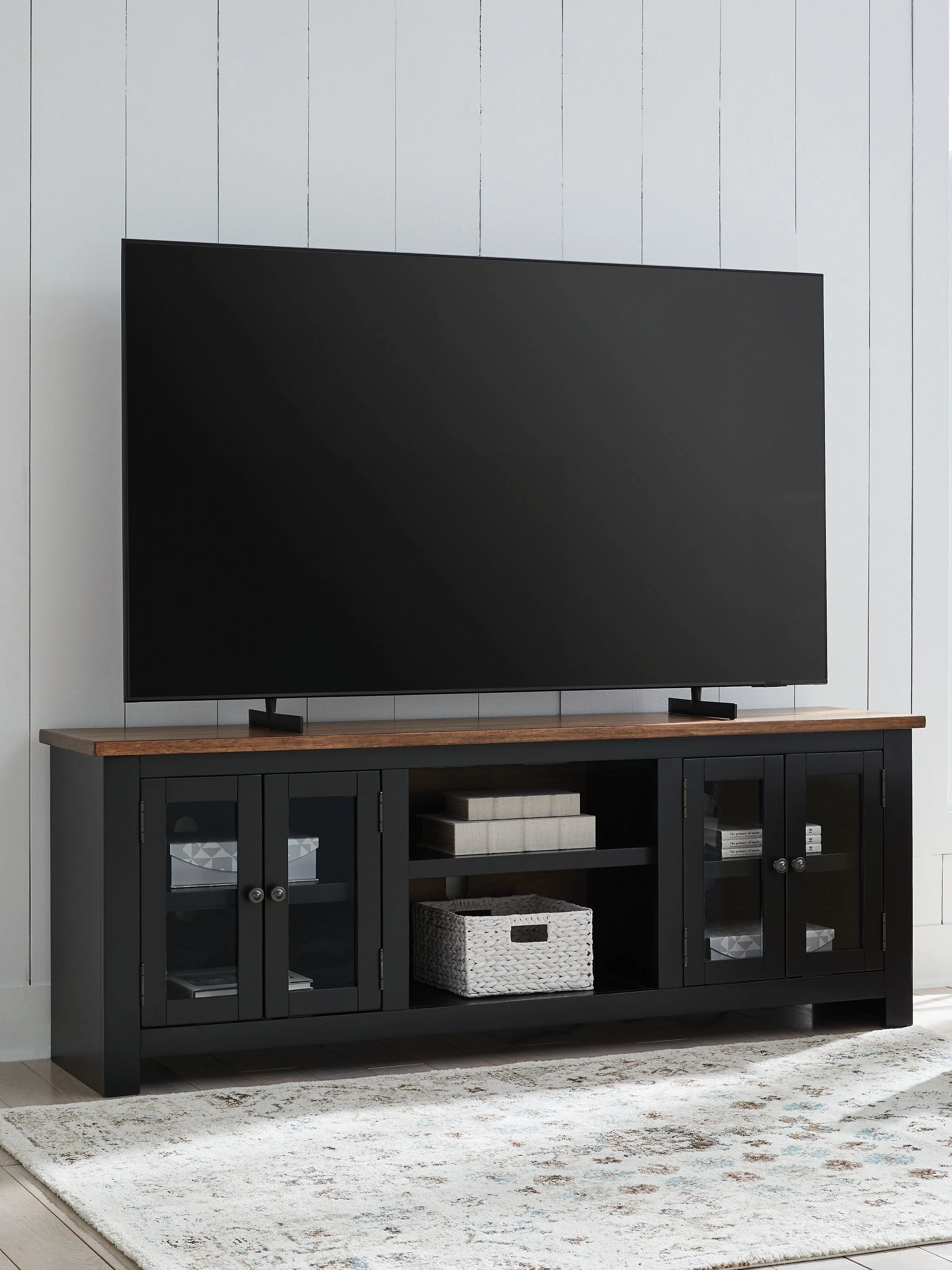 6188-wildenauer-xl-tv-stand-with-fireplace-option-brown-black-1.webp Wildenauer - XL TV Stand With Fireplace Option - Brown / Black