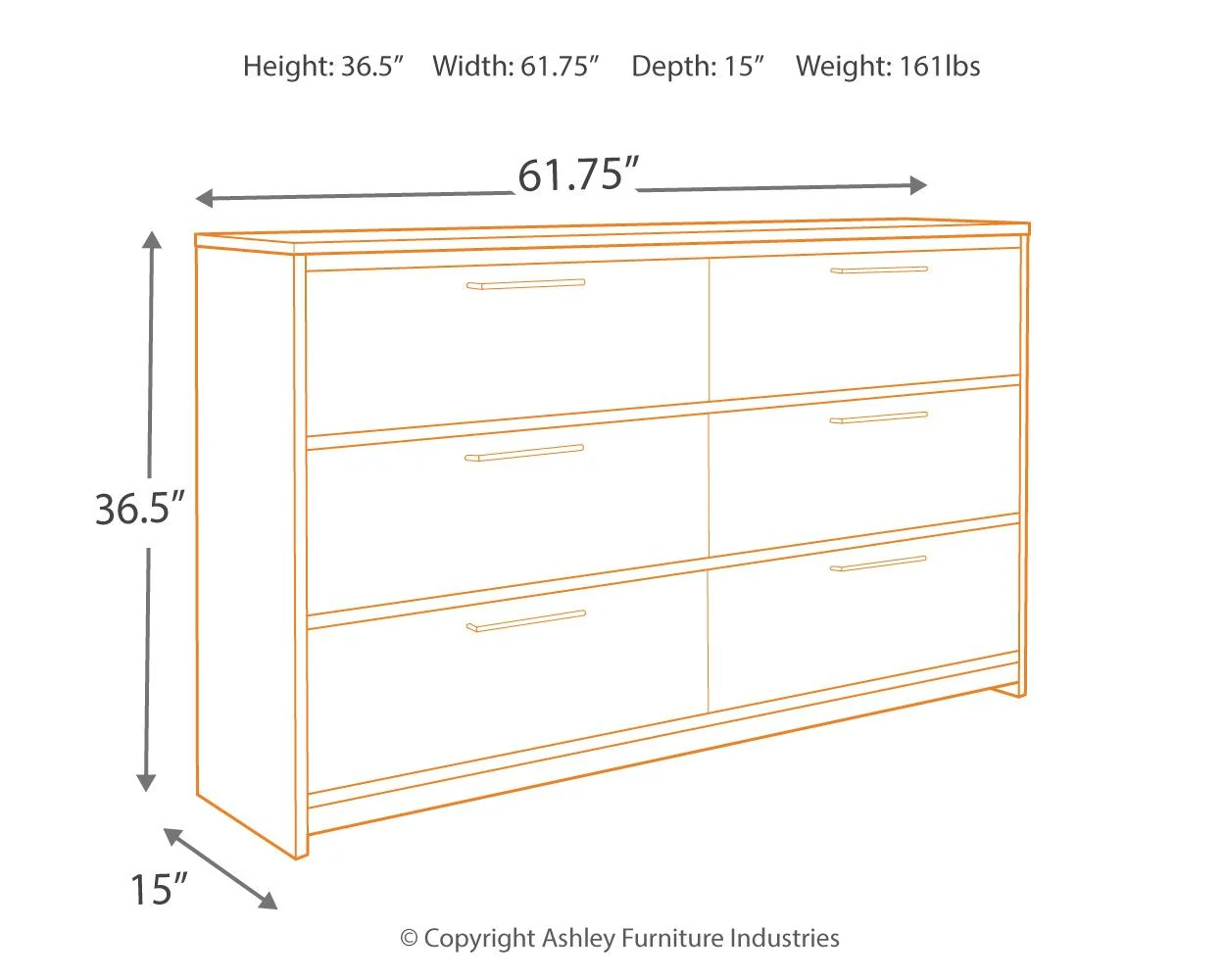 Baystorm - Six Smooth Drawer Dresser