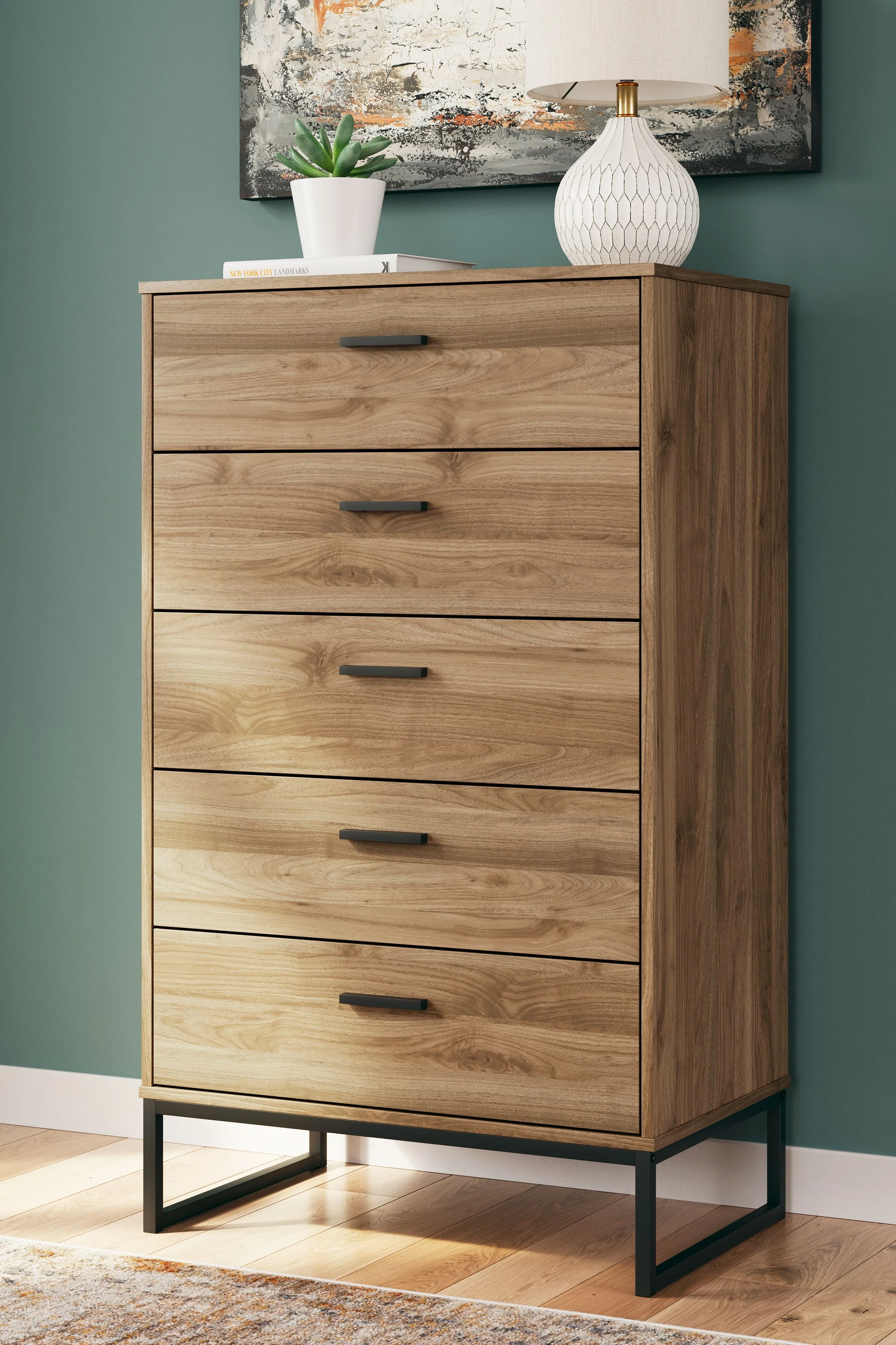 Deanlow - Five Drawer Chest - Honey