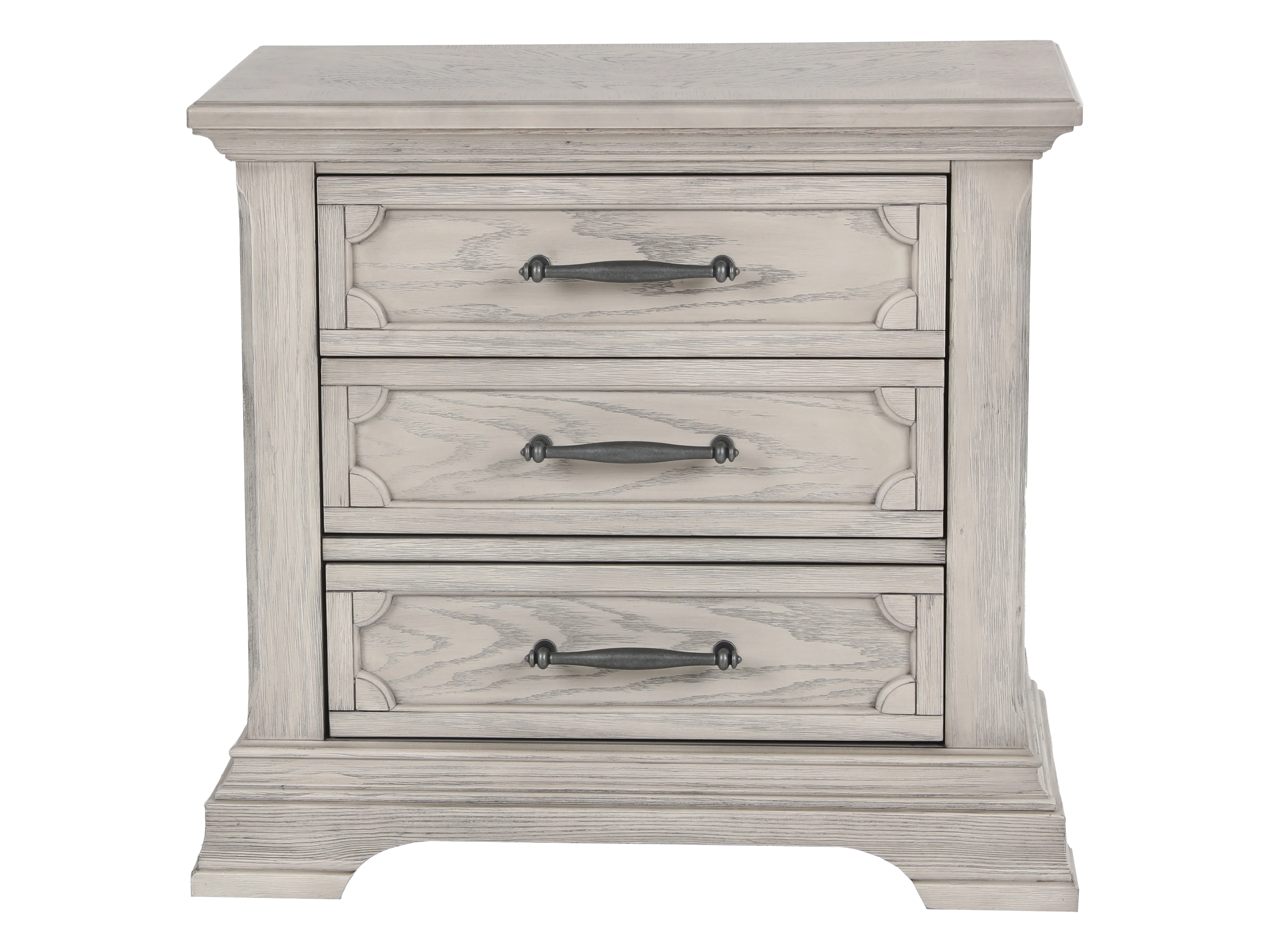 Artesian 3-Drawer Light Gray Nightstand with Classic Molding