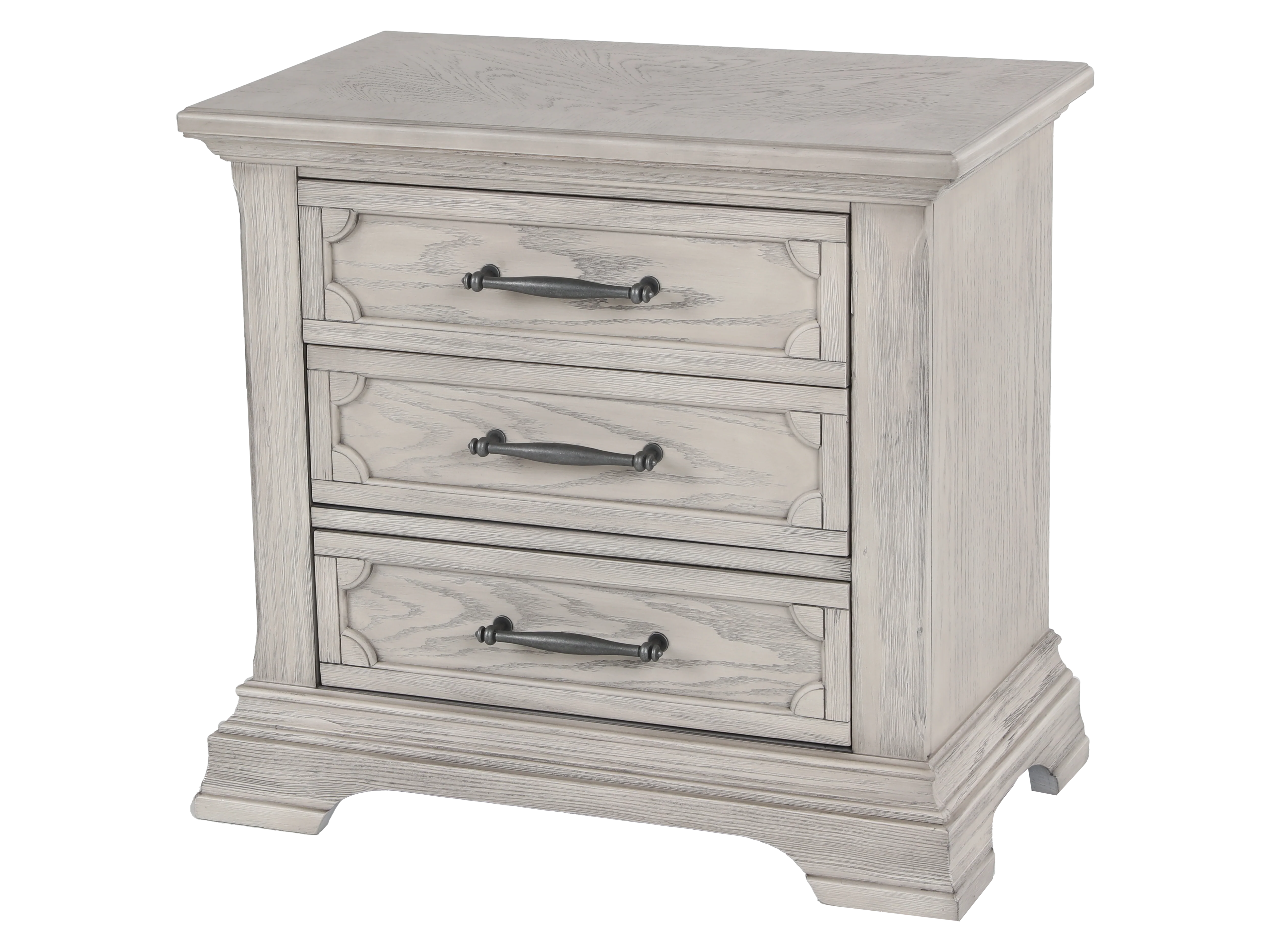 Artesian 3-Drawer Light Gray Nightstand with Classic Molding