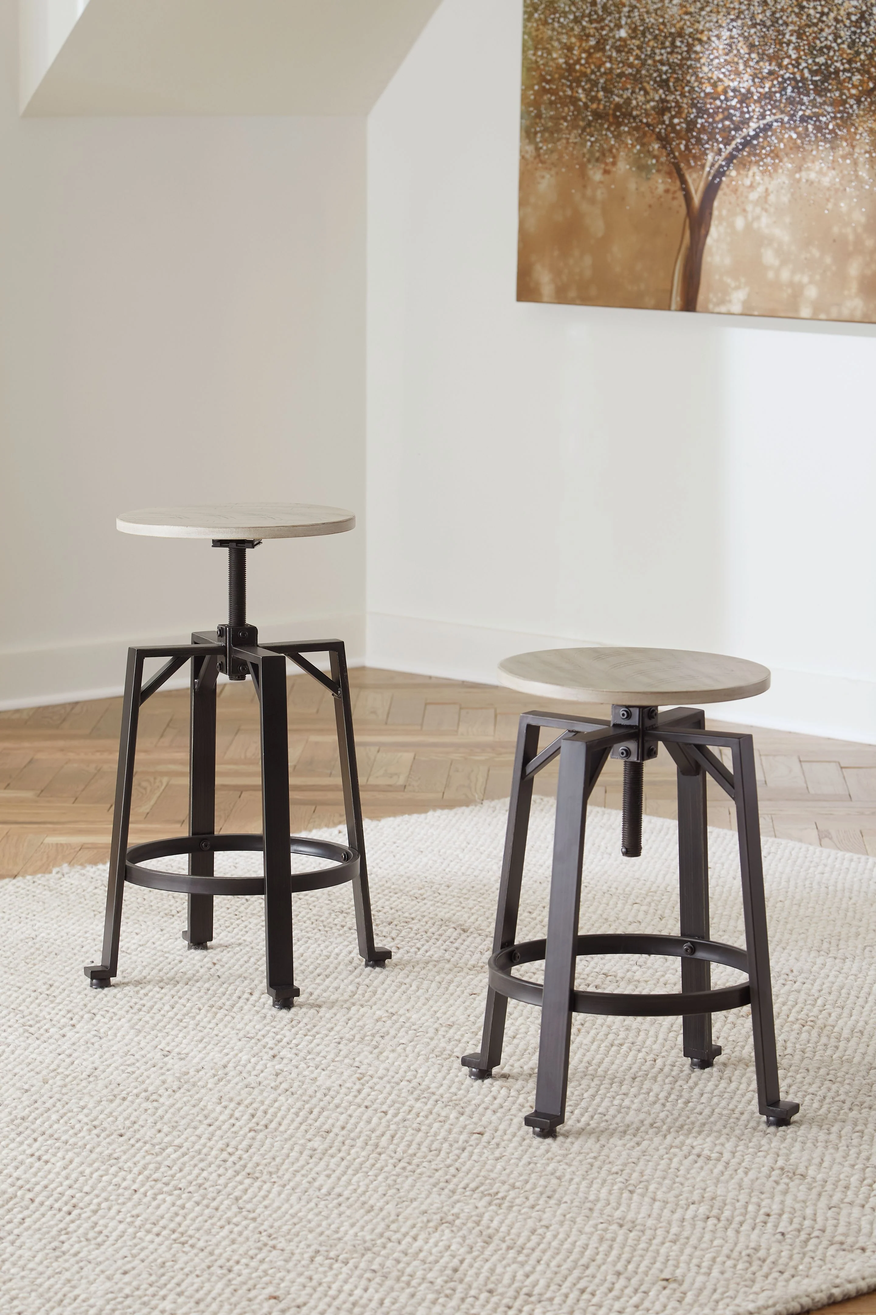 6565-karisslyn-swivel-stool-set-of-2-whitewash-black-2.webp Karisslyn - Swivel Stool (Set of 2) - Whitewash / Black