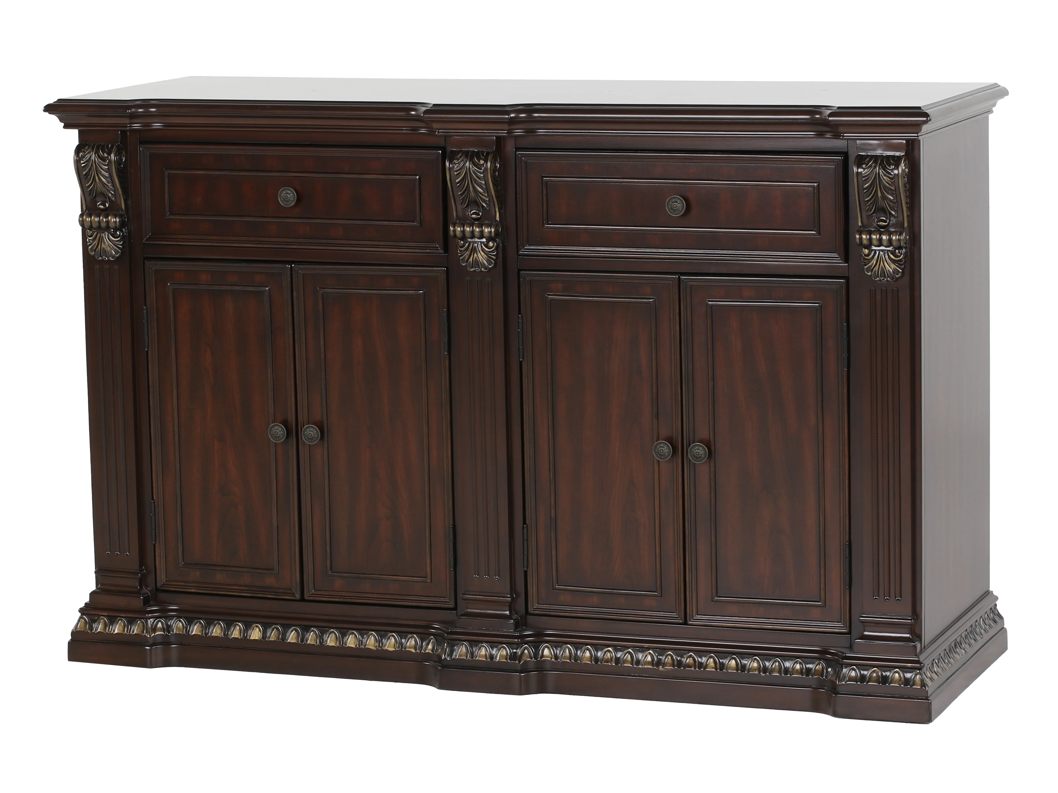 Dark Cherry Traditional 2-Drawer 4-Door Dining Buffet