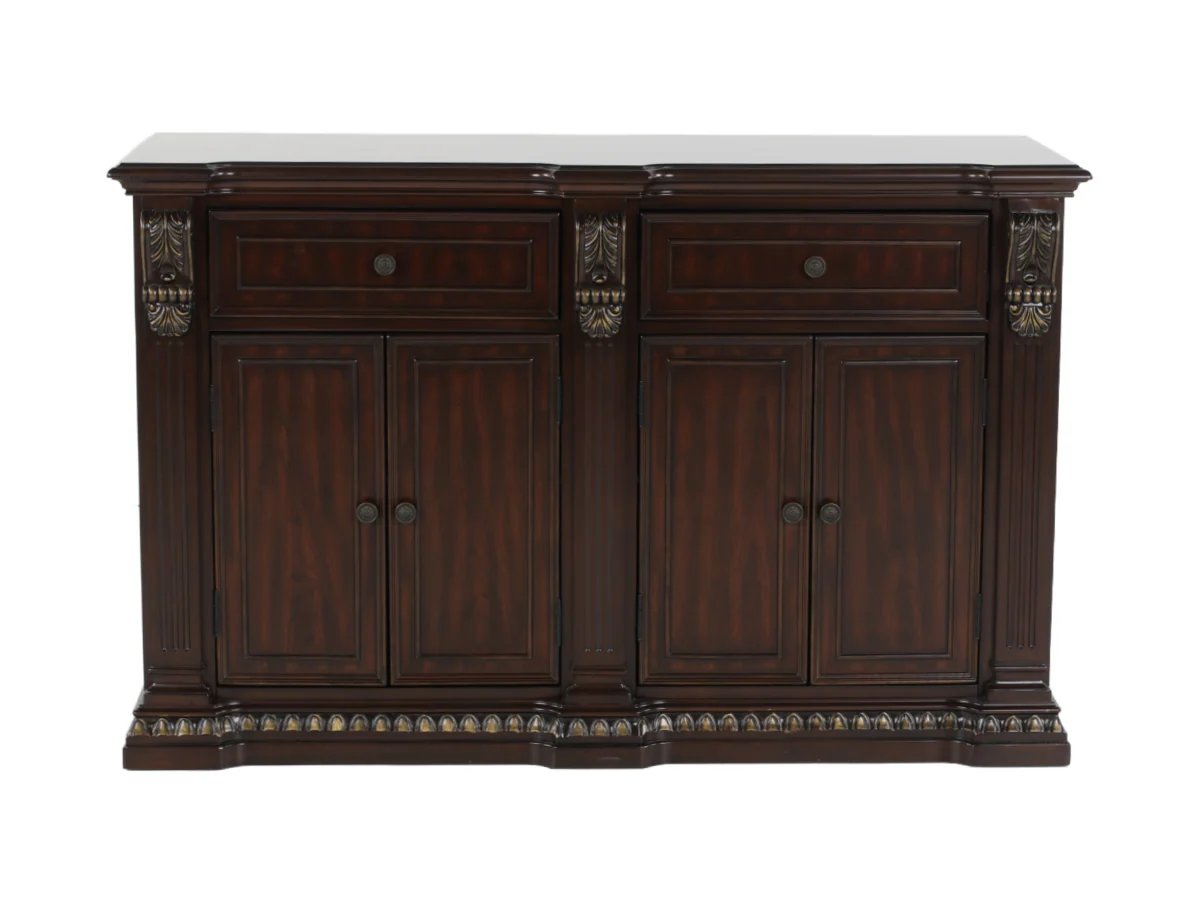 Dark Cherry Traditional 2-Drawer 4-Door Dining Buffet