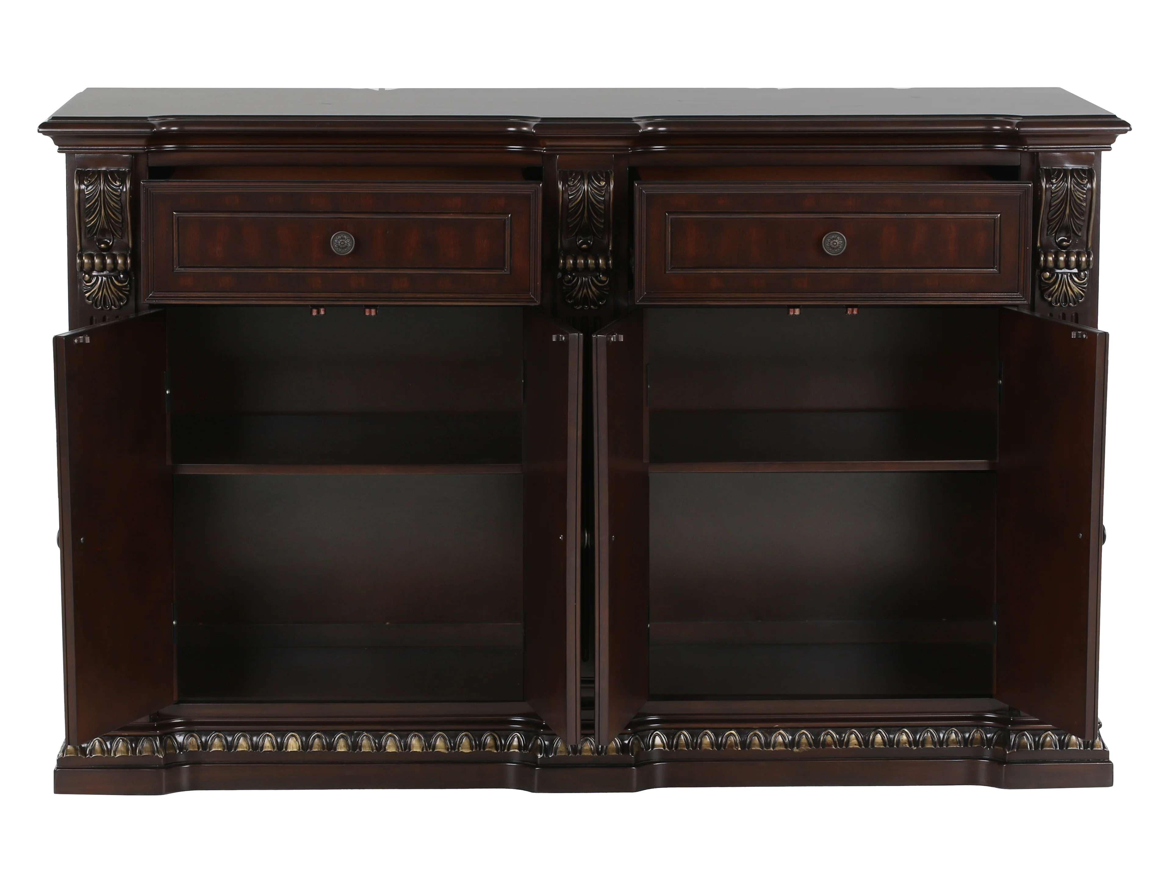 Dark Cherry Traditional 2-Drawer 4-Door Dining Buffet