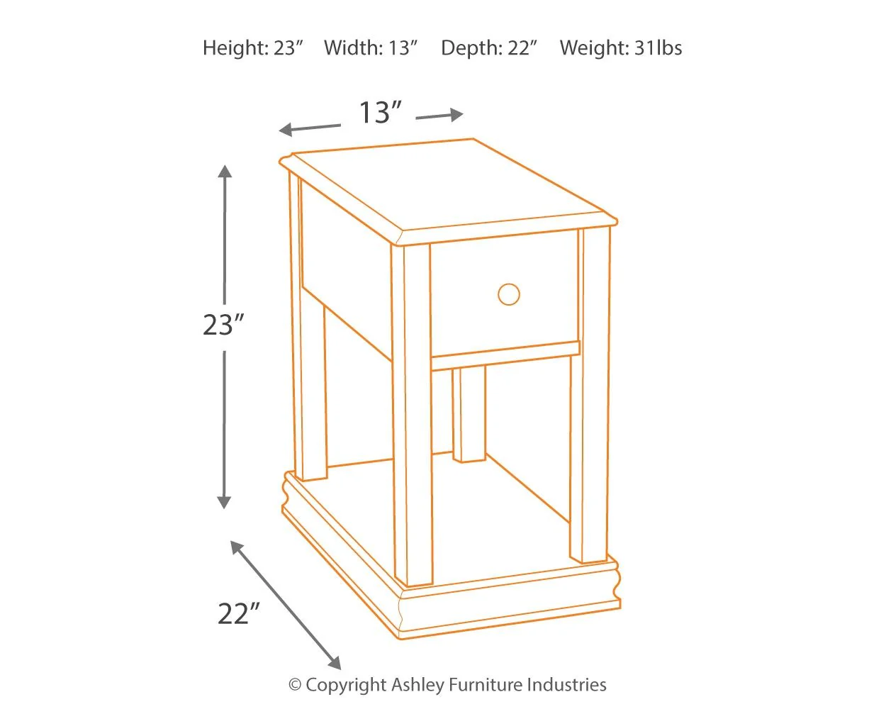 Breegin - Chair Side End Table - Removable Tray - Brown