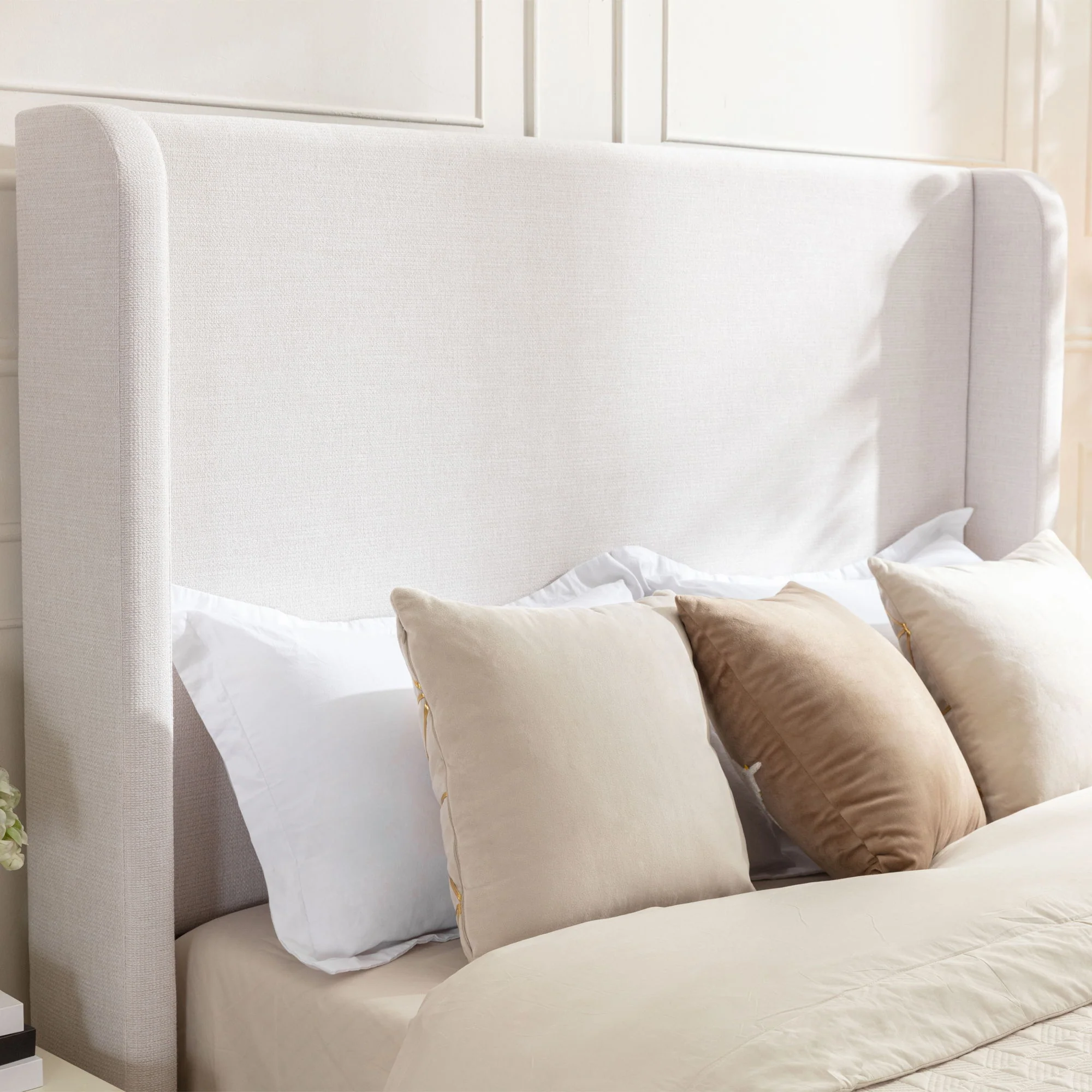 Hayden - Upholstered Wingback Bed With Tall Headboard