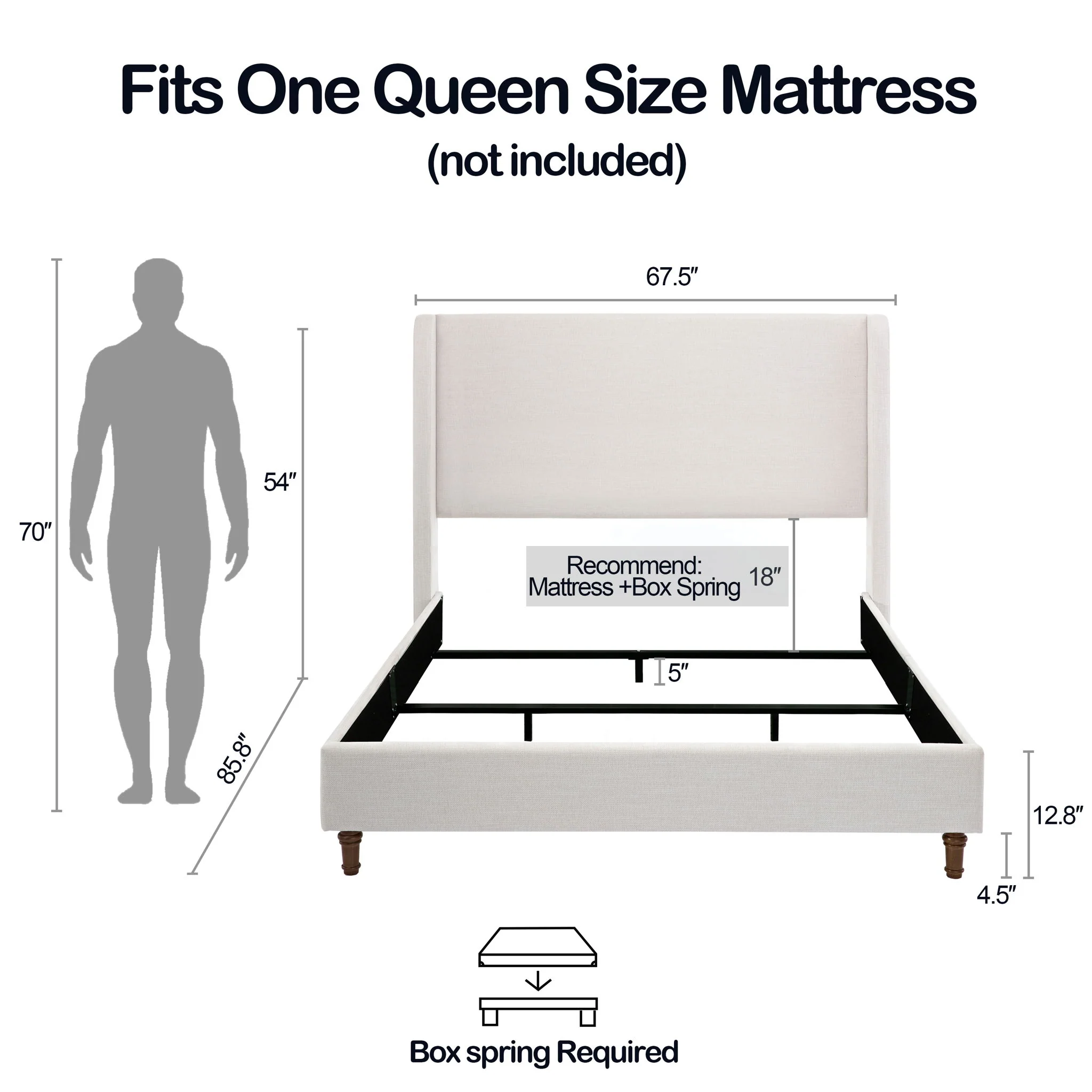 Hayden - Upholstered Wingback Bed With Tall Headboard