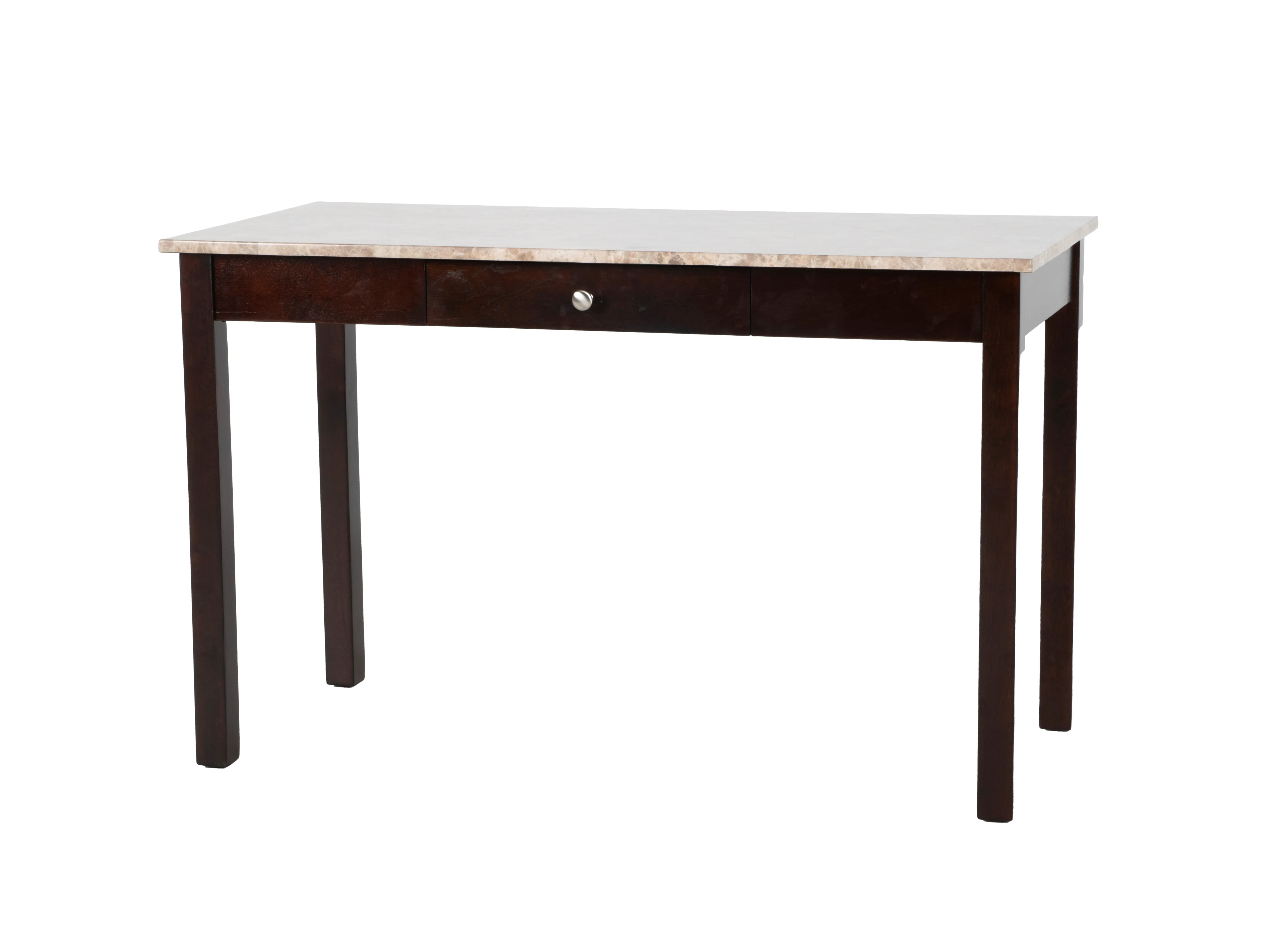 Faux Marble Top Writing Desk & Upholstered Chair Set (Dark Brown)
