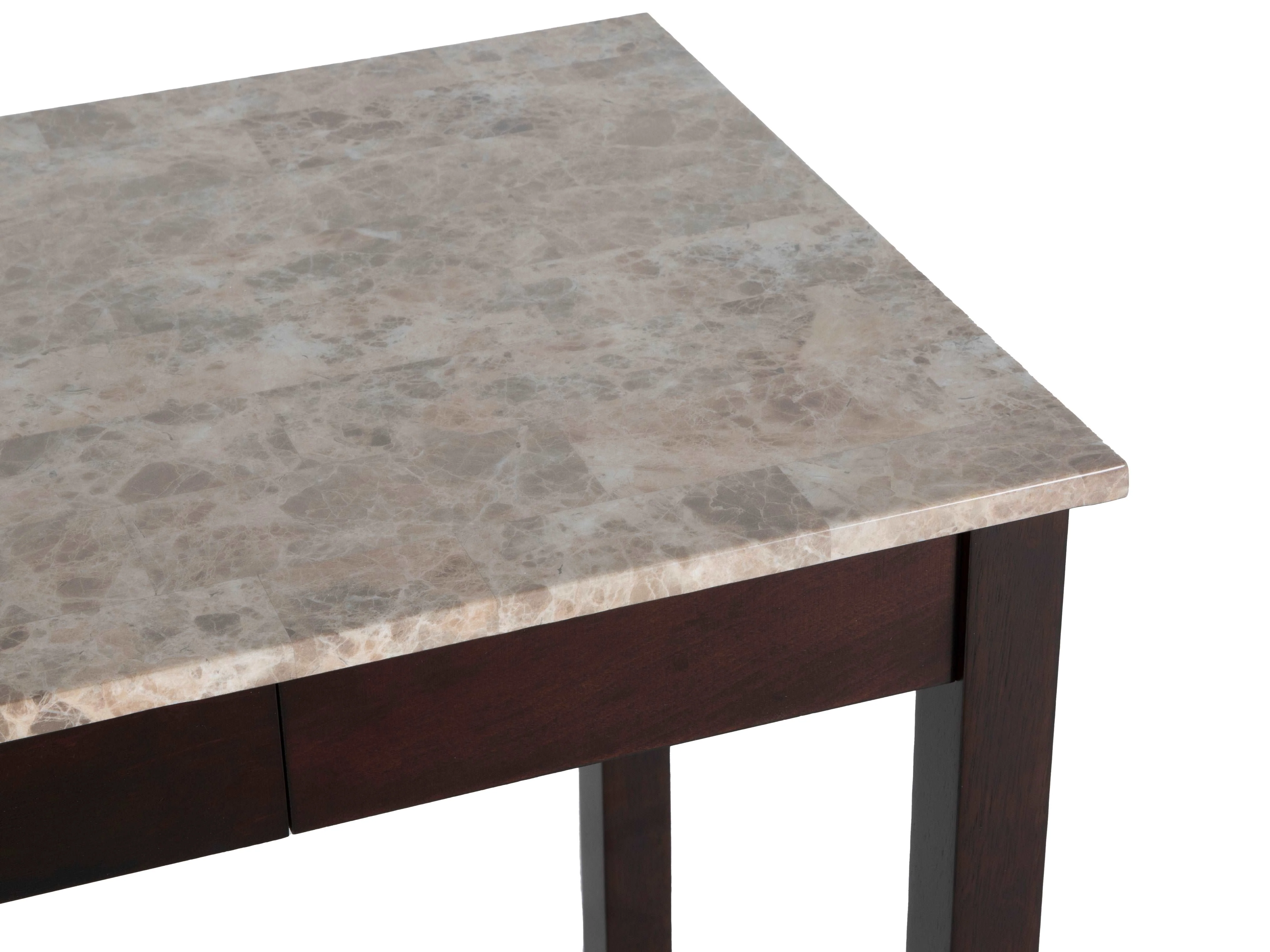 Faux Marble Top Writing Desk & Upholstered Chair Set (Dark Brown)