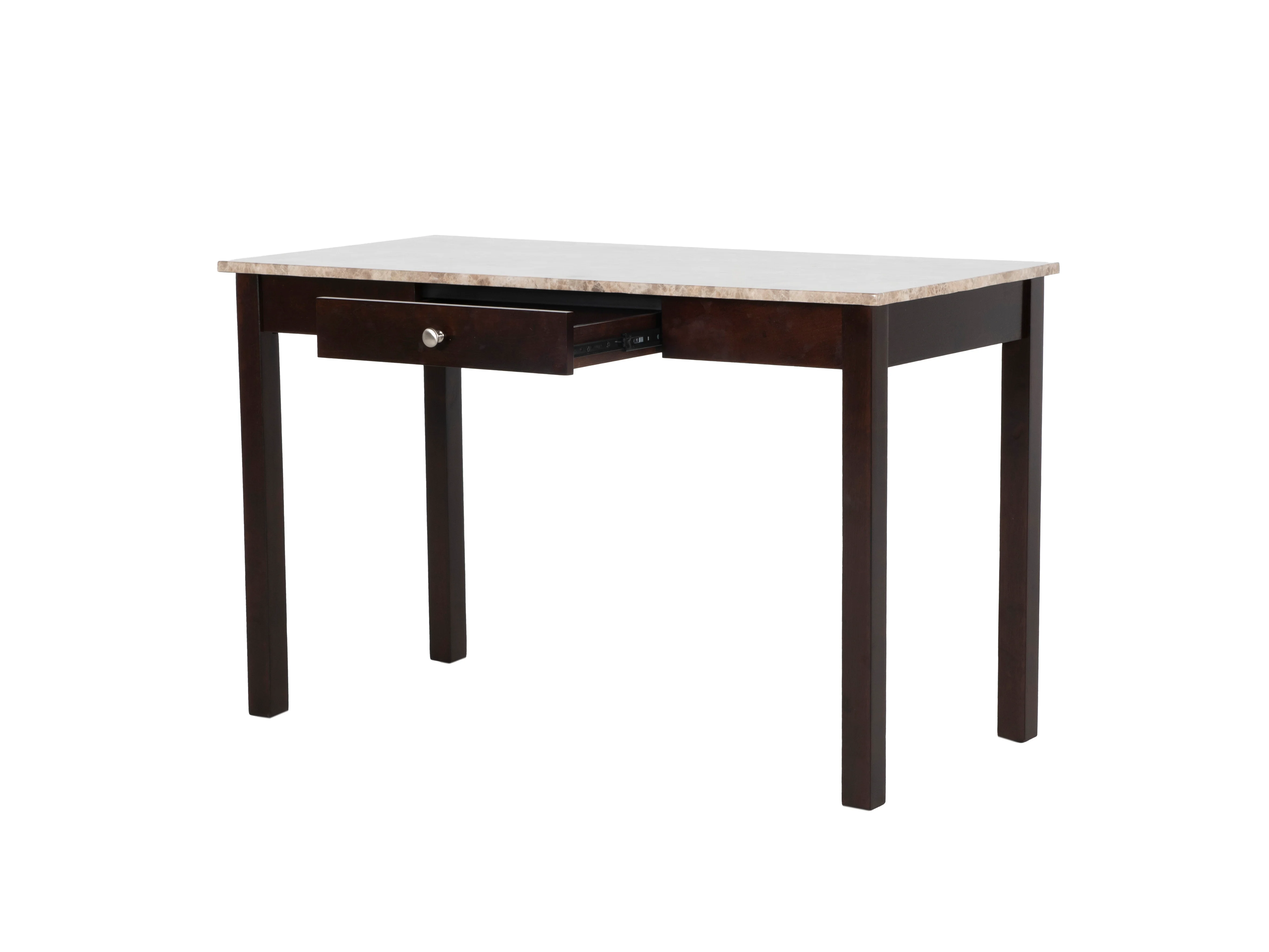 Faux Marble Top Writing Desk & Upholstered Chair Set (Dark Brown)