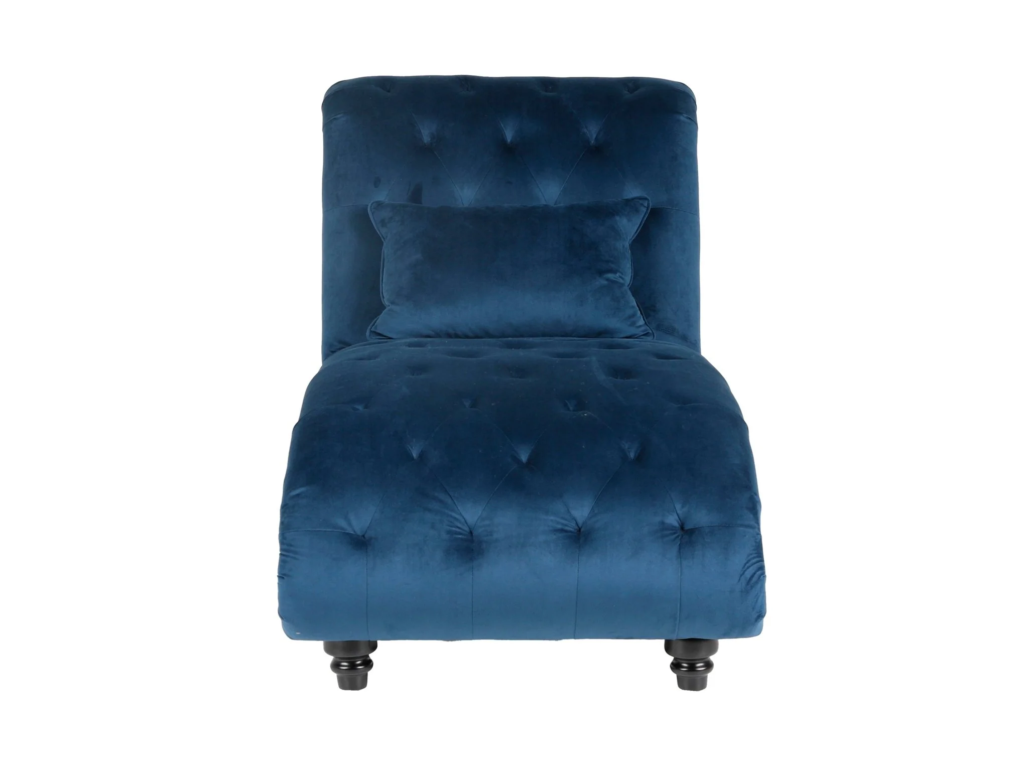 Blue Velvet Tufted Chaise Lounge with Nailhead Trim & Lumbar Pillow