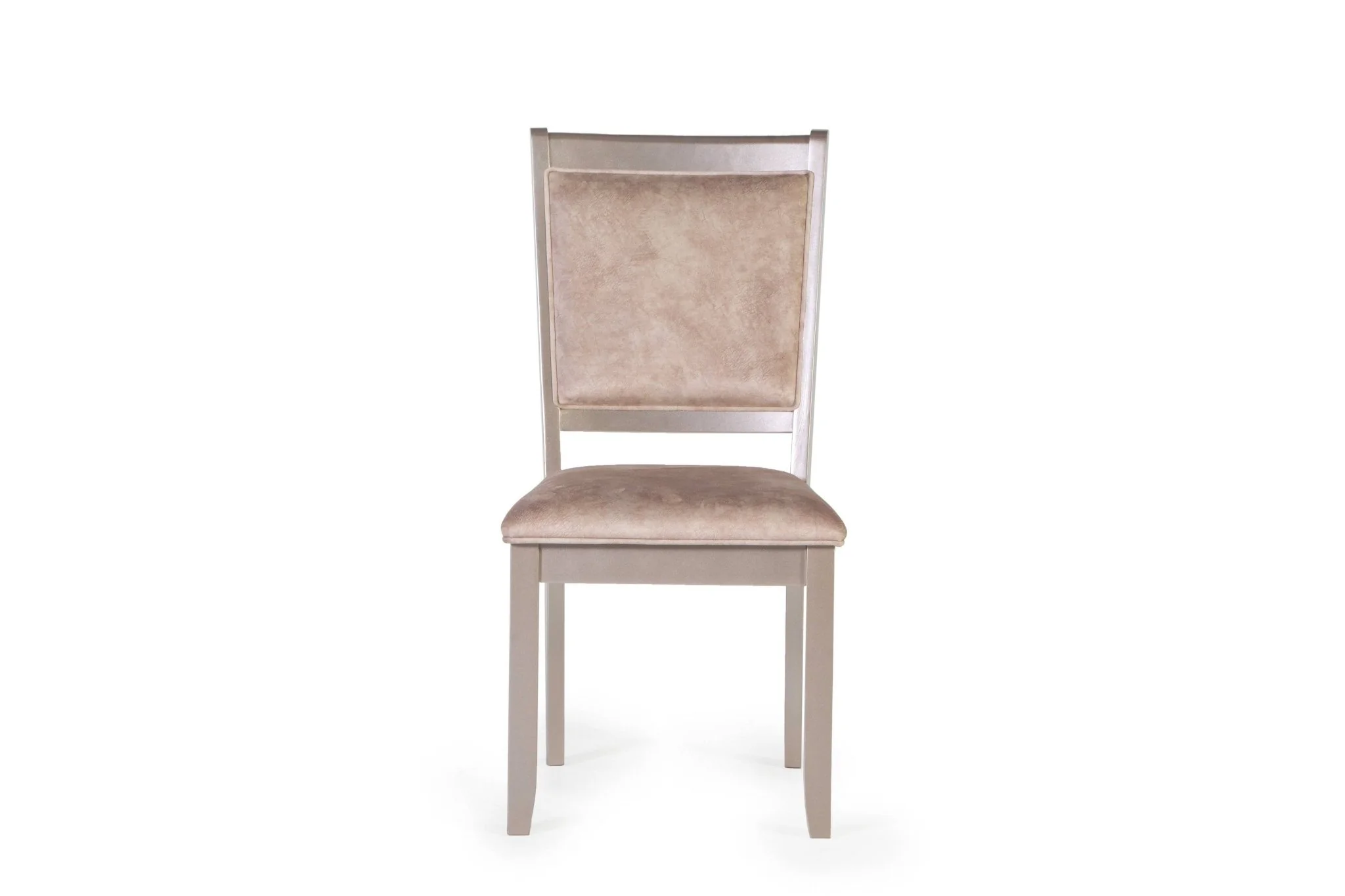 Rose Gold 7-Piece Dining Set with Mirror-Inset Table & Upholstered Chairs
