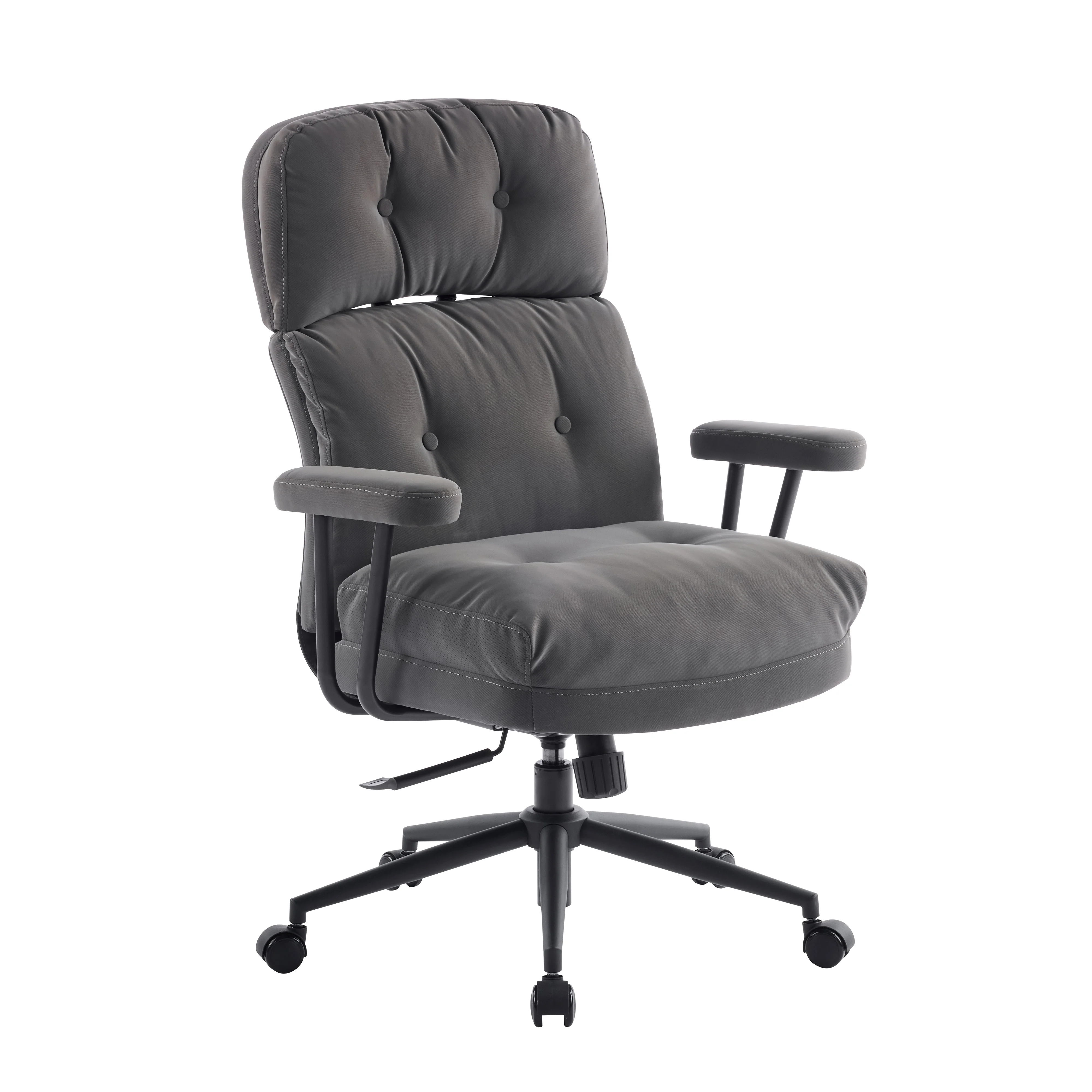 Tufted Home Office Chair with Wheels, Armrests & Adjustable Height