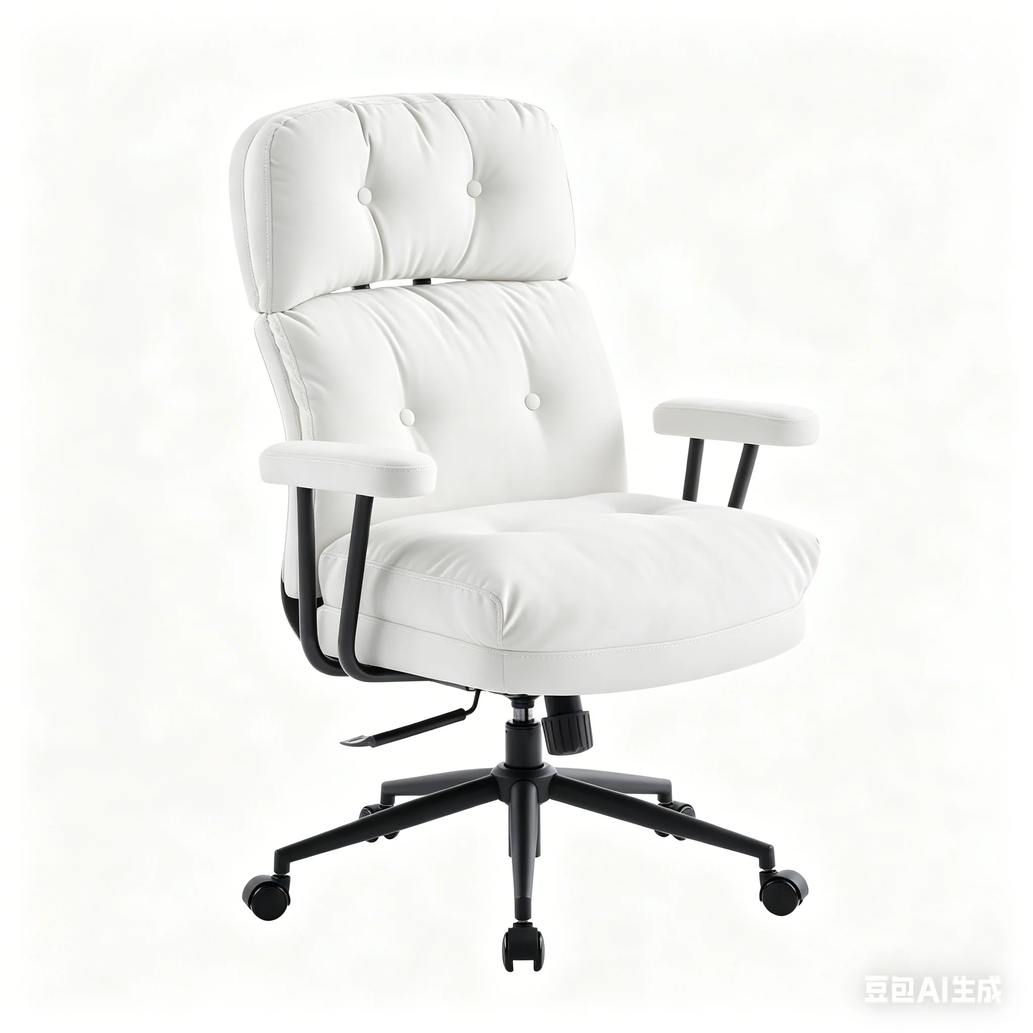 Tufted Home Office Chair with Wheels, Armrests & Adjustable Height