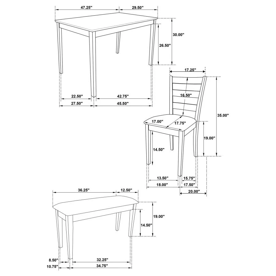 Guillen - 5 Piece Rectangular Dining Table Set - Cappuccino