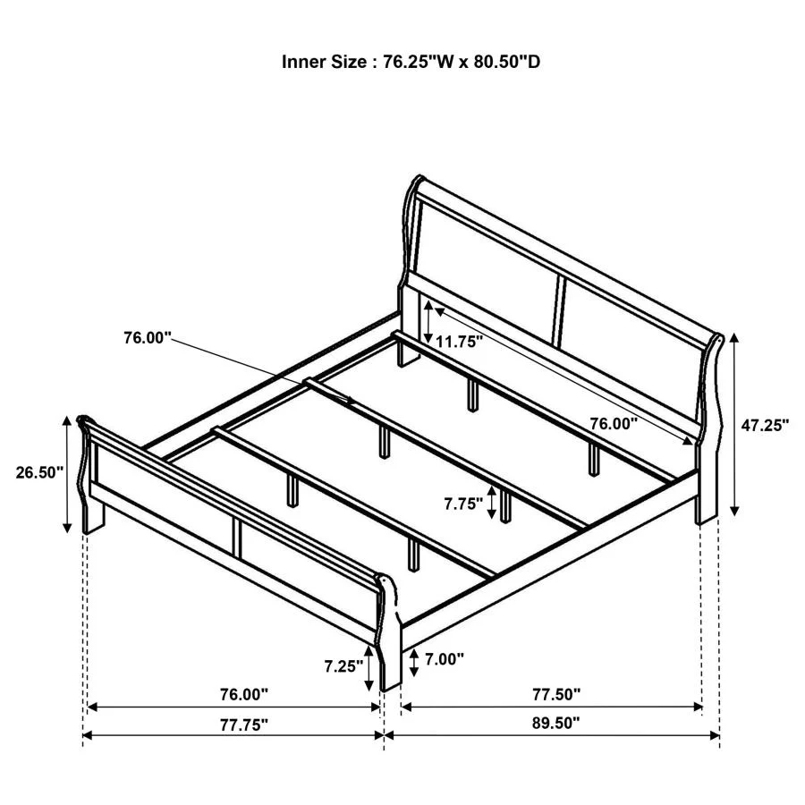 Louis Philippe - Panel Sleigh Bed