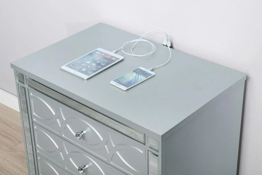 Gunnison - 2-Drawer Nightstand - Silver Metallic
