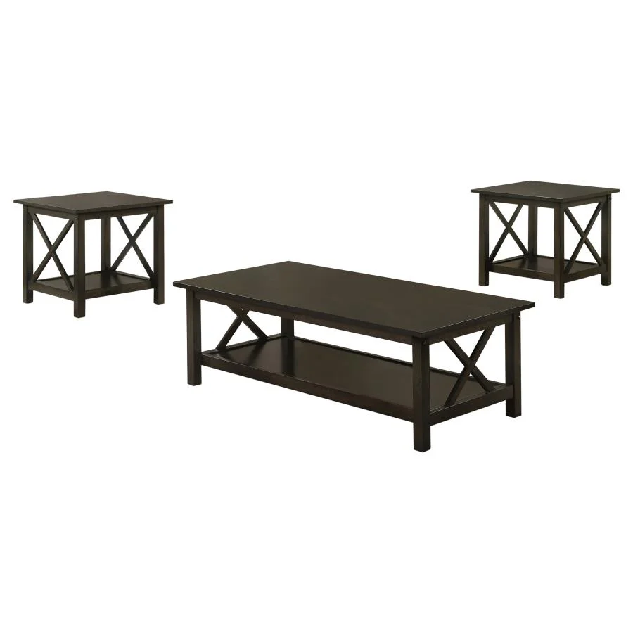 Rachelle - 3 Piece Rectangular Coffee Table Set - Deep Merlot