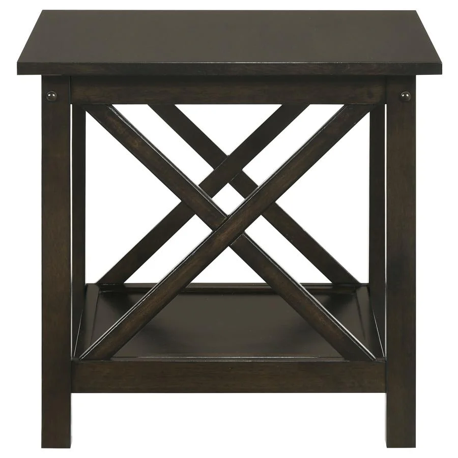 Rachelle - 3 Piece Rectangular Coffee Table Set - Deep Merlot