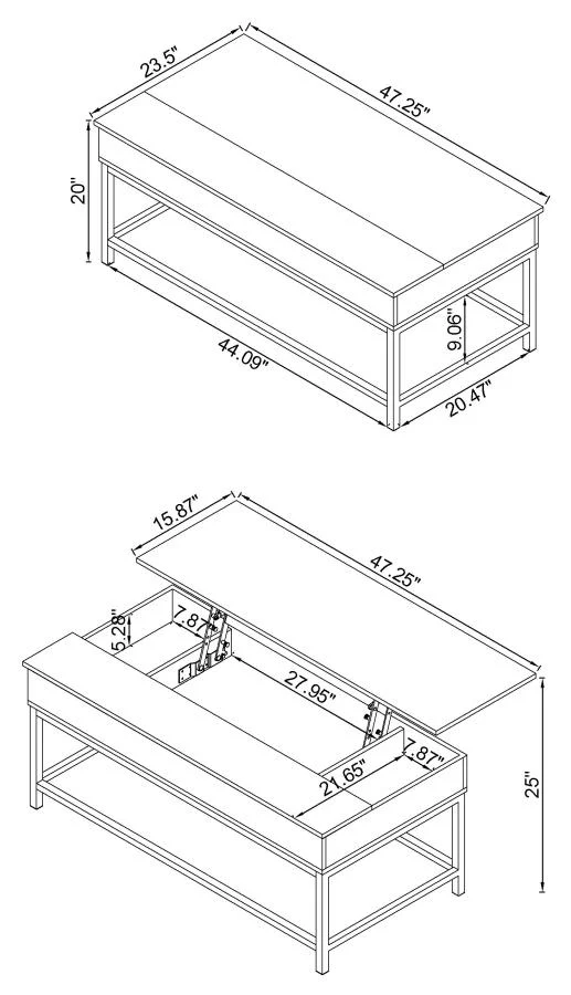 6901-byers-engineered-wood-lift-top-coffee-table-brown-oak-3.webp Byers - Engineered Wood Lift Top Coffee Table - Brown Oak