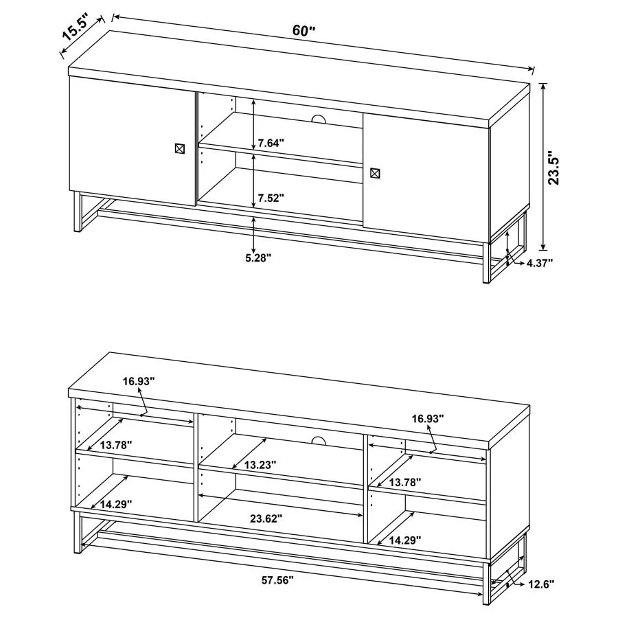 Myles - 2 Door Engineered Wood TV Stand - Rustic Oak