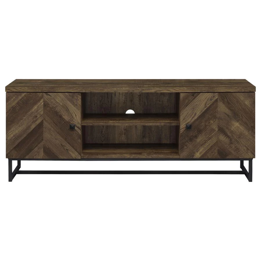 Myles - 2 Door Engineered Wood TV Stand - Rustic Oak