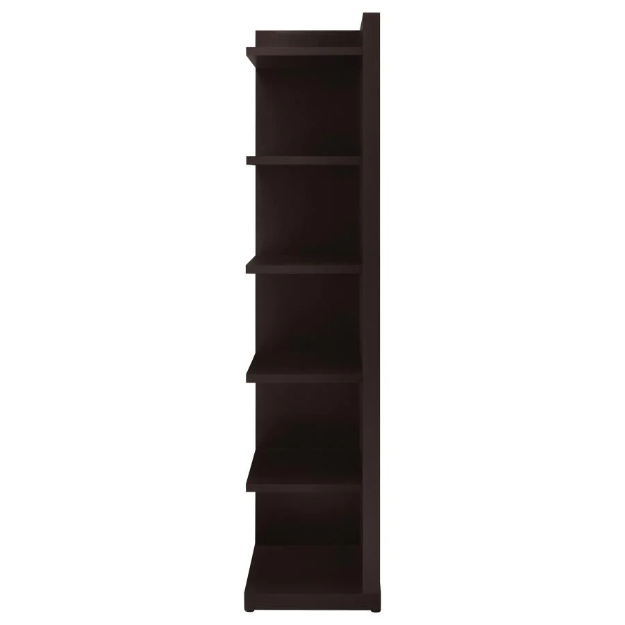 Alder - 6-Shelf Corner Bookcase - Cappuccino