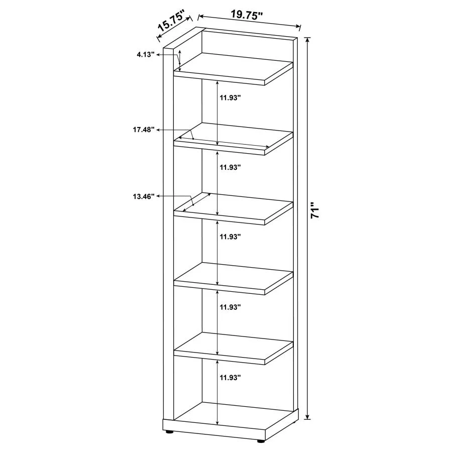 Alder - 6-Shelf Corner Bookcase - Cappuccino