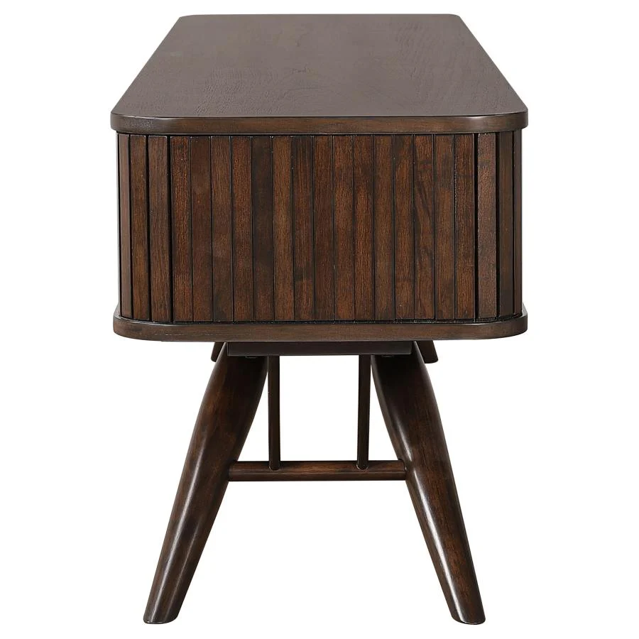 Valna - Wood TV Stand With Sliding Doors - Walnut