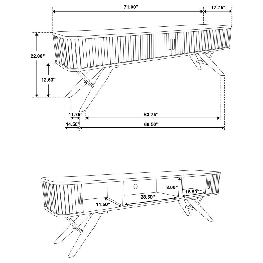 Valna - Wood TV Stand With Sliding Doors - Walnut