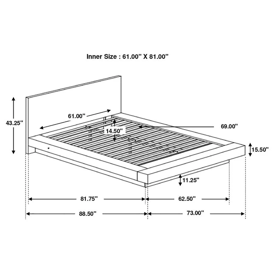 Jessica - Wood LED Panel Bed