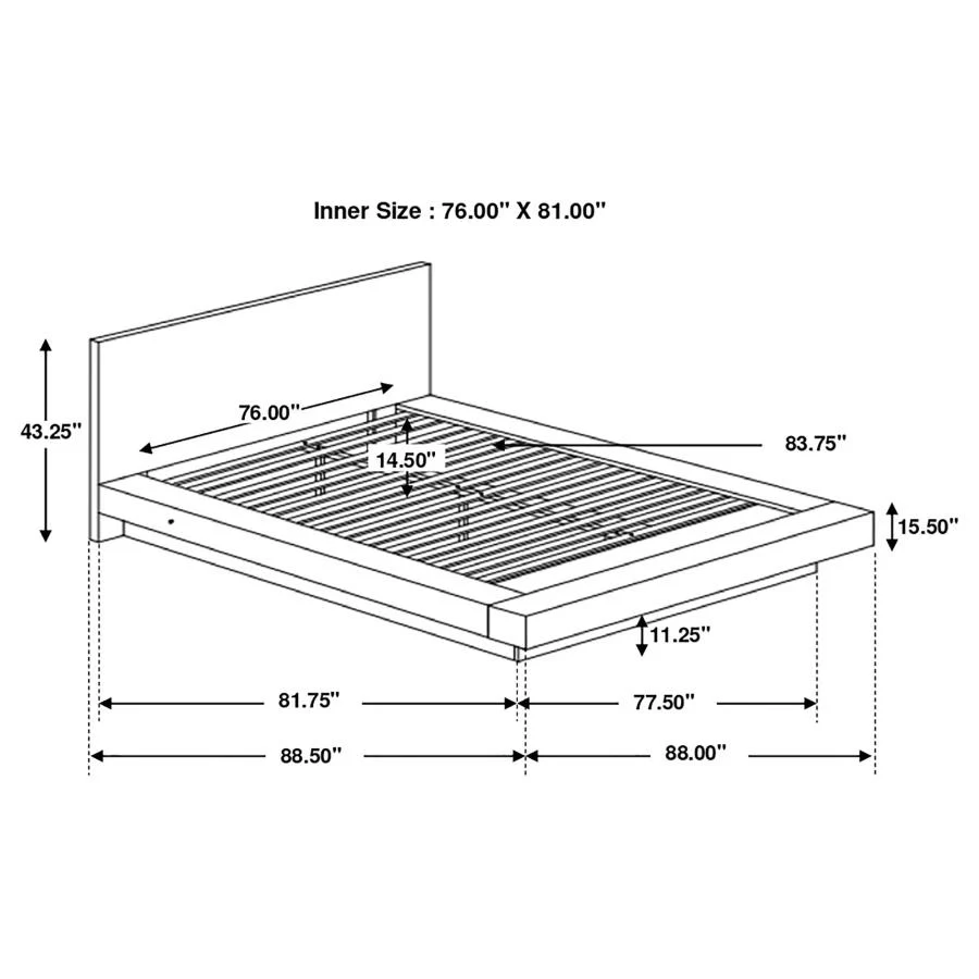 Jessica - Wood LED Panel Bed