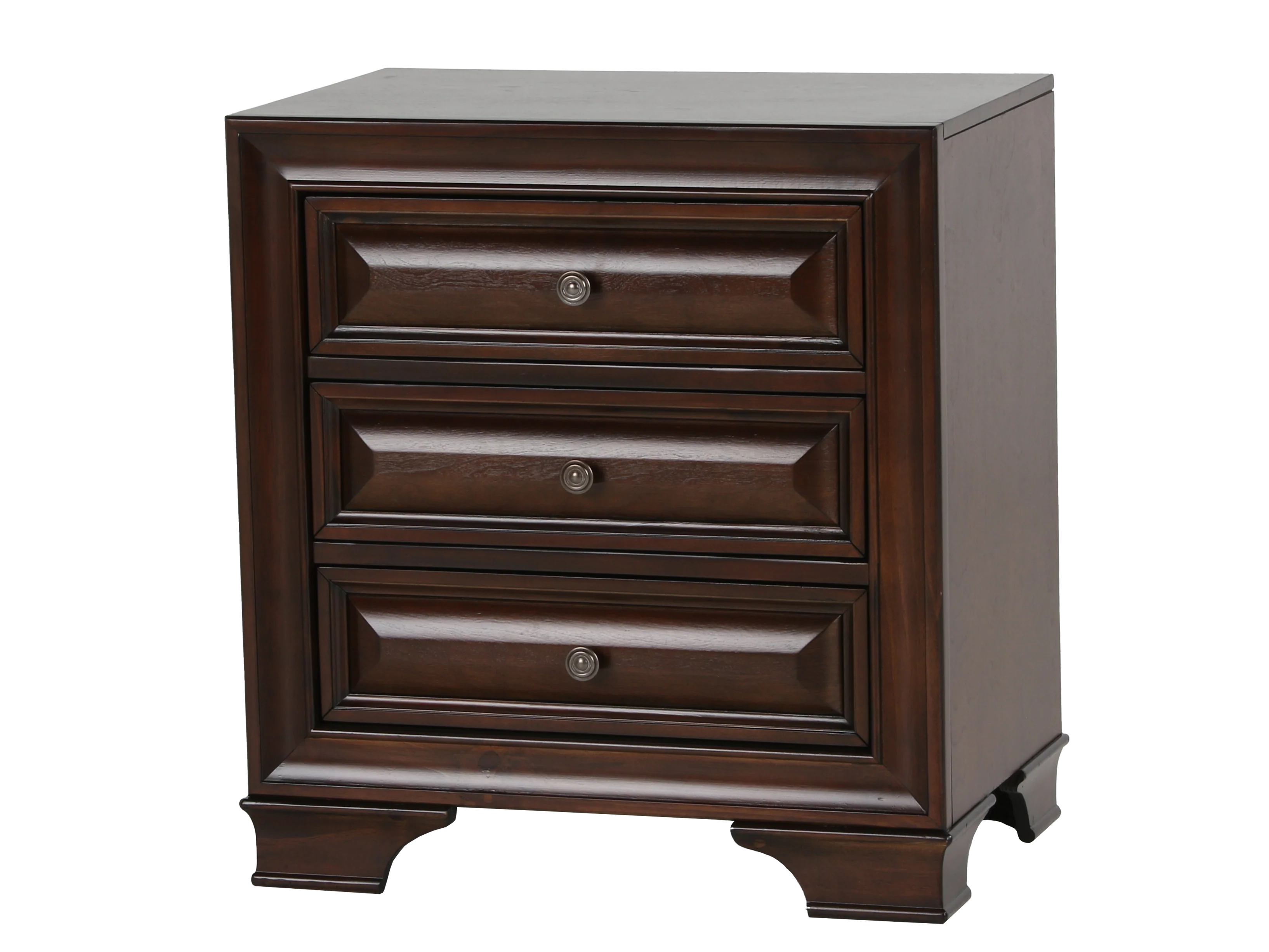 3-Drawer Nightstand with Ball Bearing Glides — Espresso Cherry