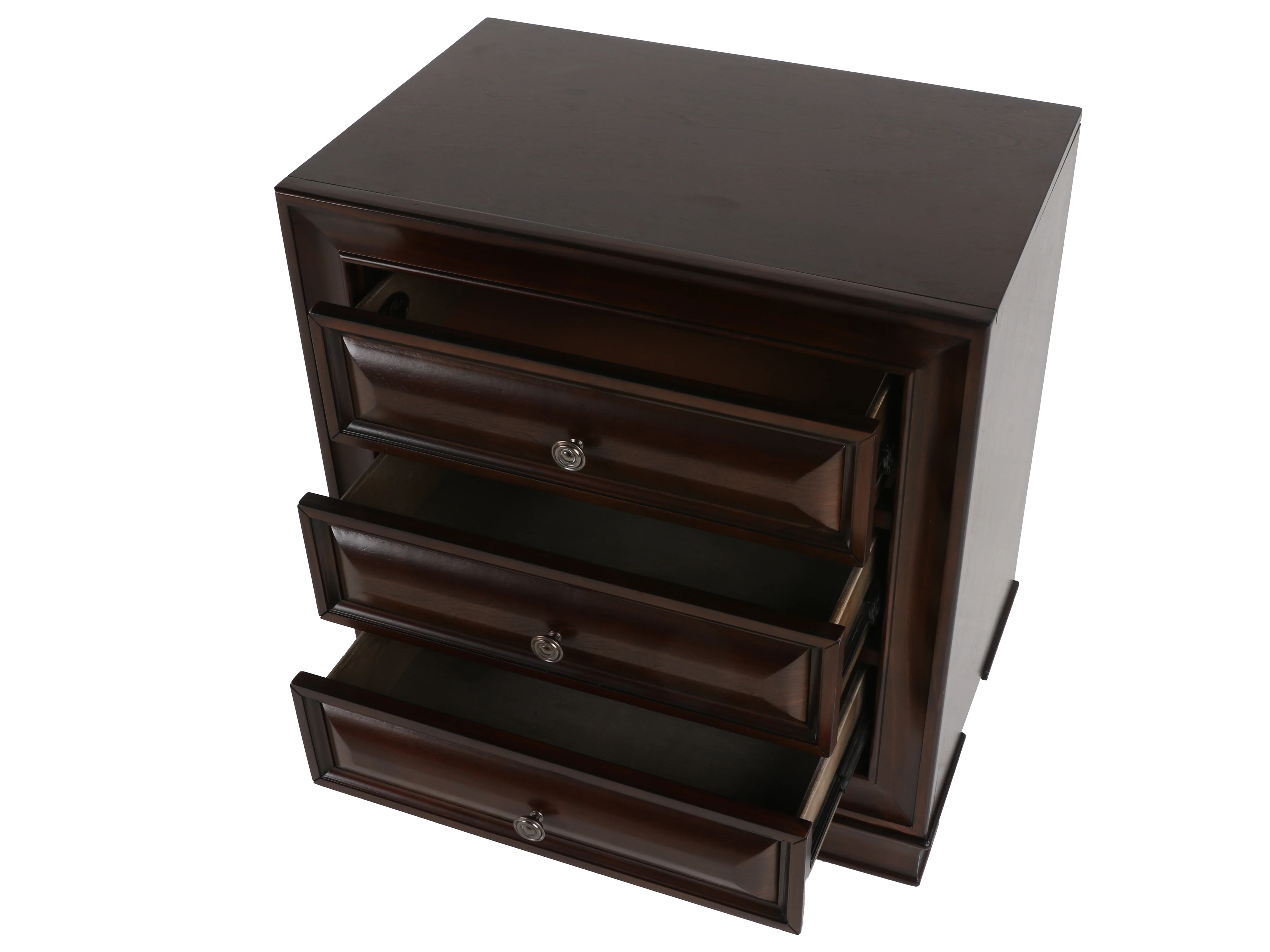3-Drawer Nightstand with Ball Bearing Glides — Espresso Cherry