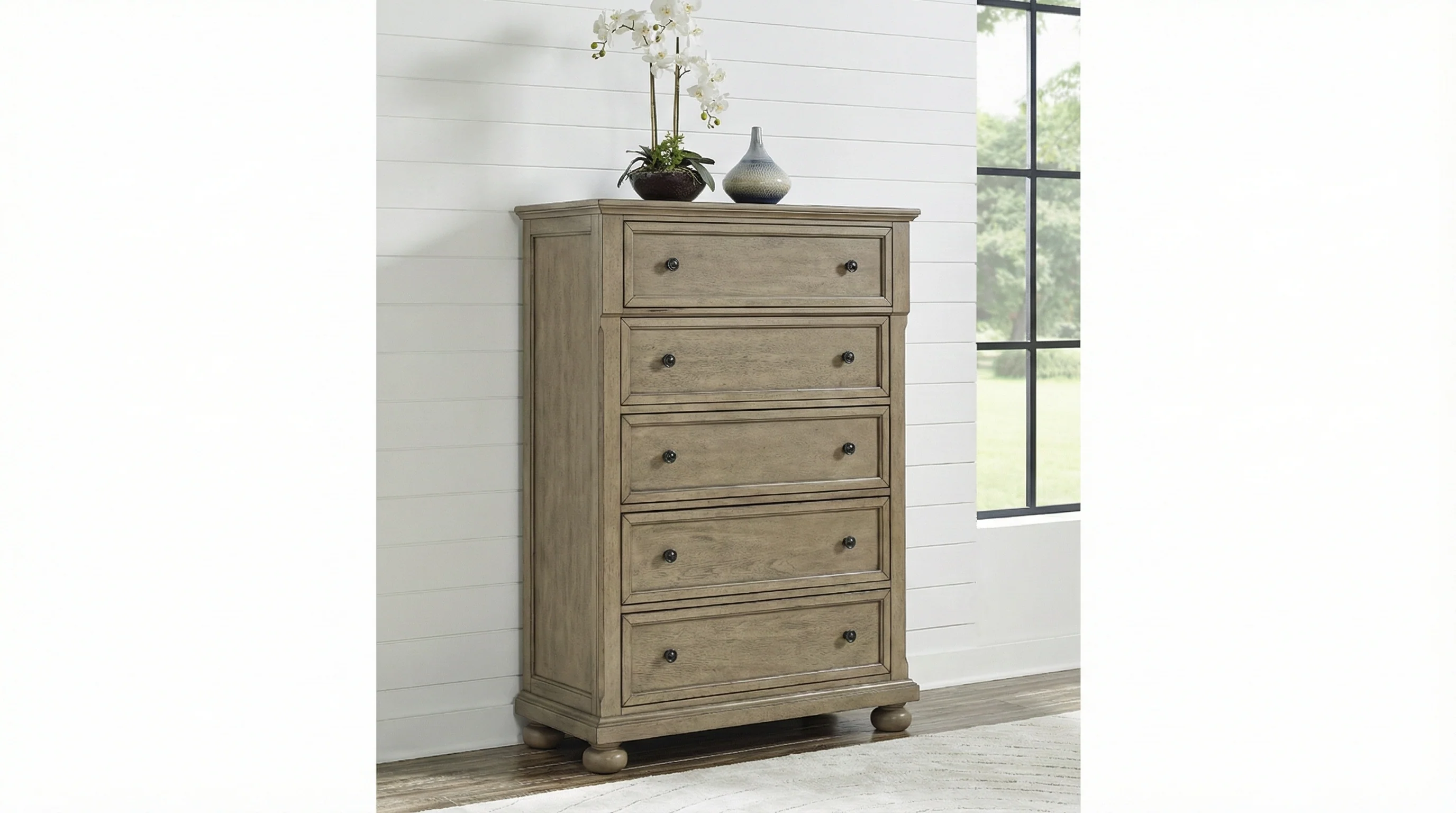 698-vintage-oak-transitional-farmhouse-chest-w-felt-lined-top-drawer-1.webp Vintage Oak Transitional Farmhouse Chest w/ Felt-Lined Top Drawer