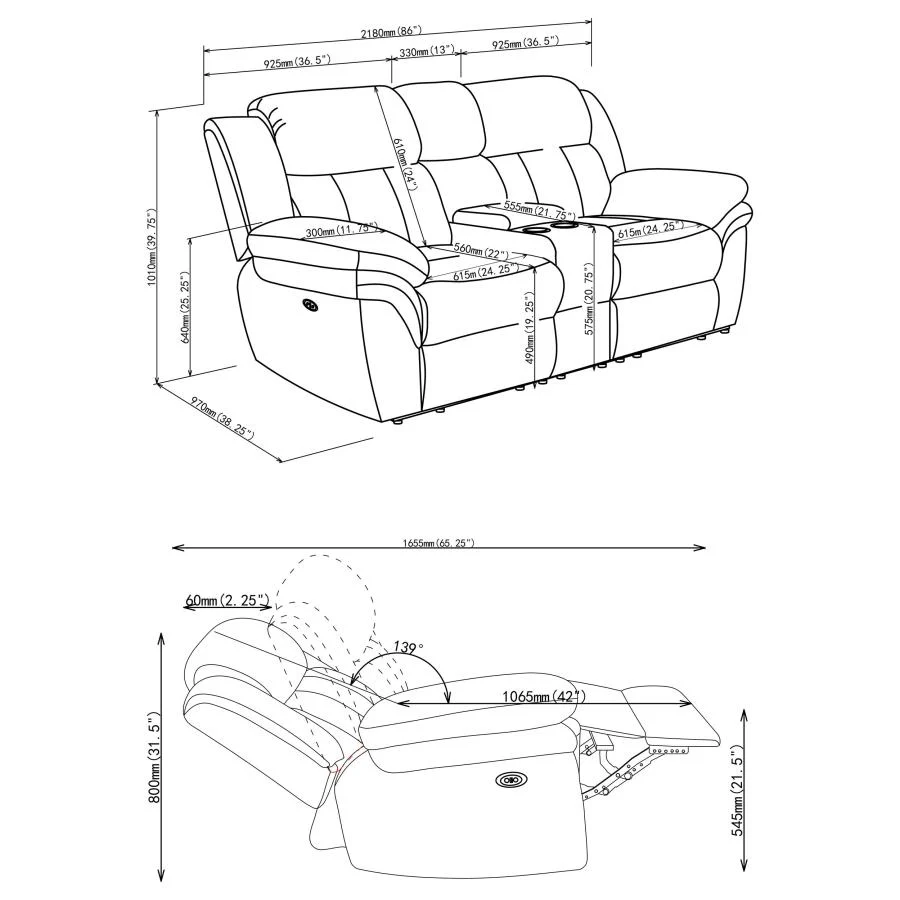 Bahrain - Upholstered Motion Loveseat