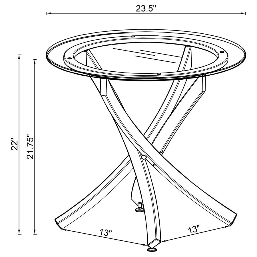 Brooke - Round Glass Top Side End Table Metal Base