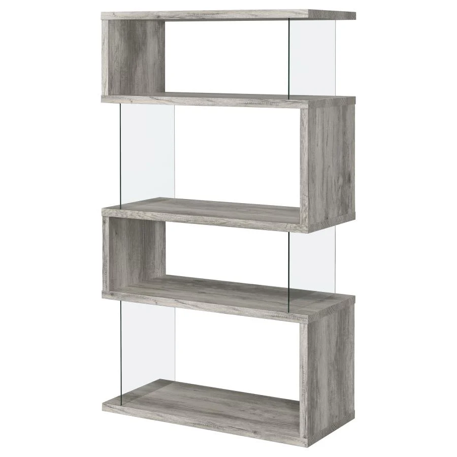 Emelle - 4-Shelf Glass Panel Bookshelf