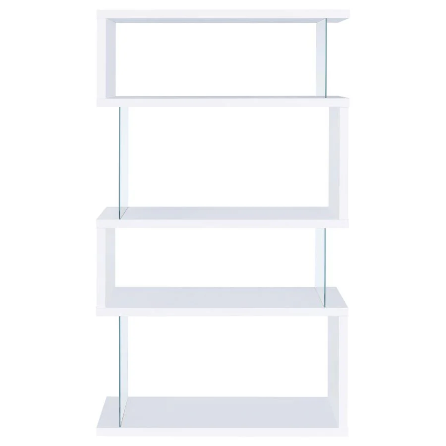 Emelle - 4-Shelf Glass Panel Bookshelf