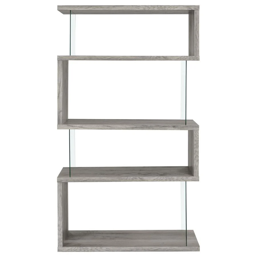 Emelle - 4-Shelf Glass Panel Bookshelf